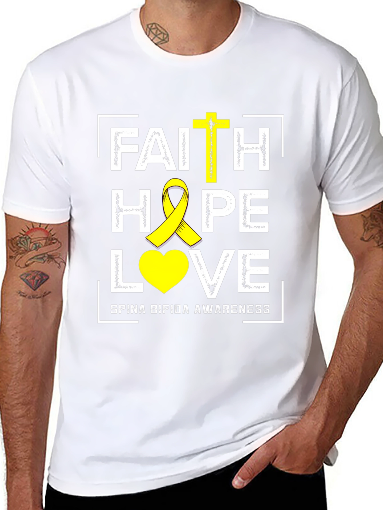 Faith Hope Love Spina Bifida Awareness Graphic Tee