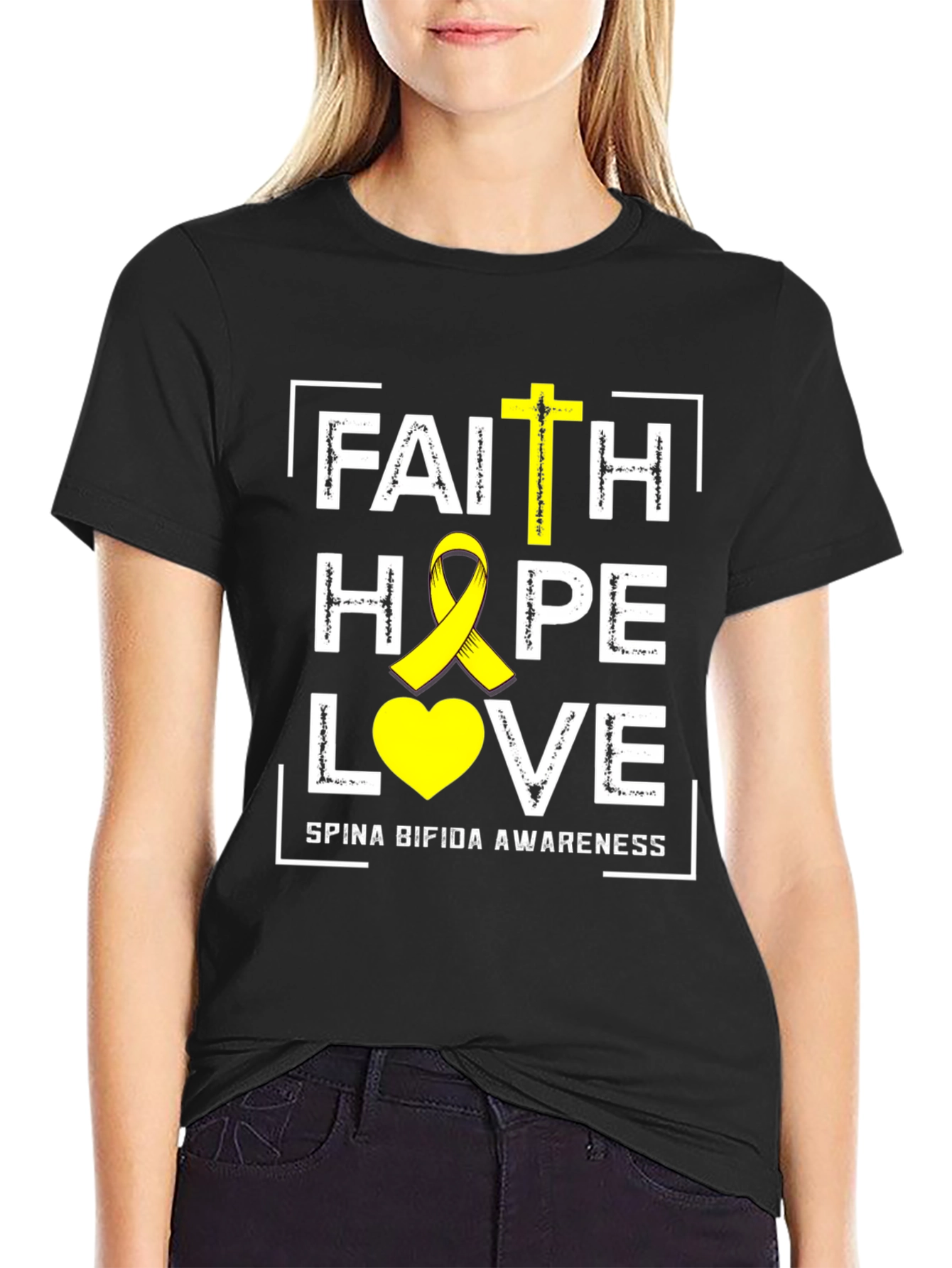 Faith Hope Love Spina Bifida Awareness Graphic Tee