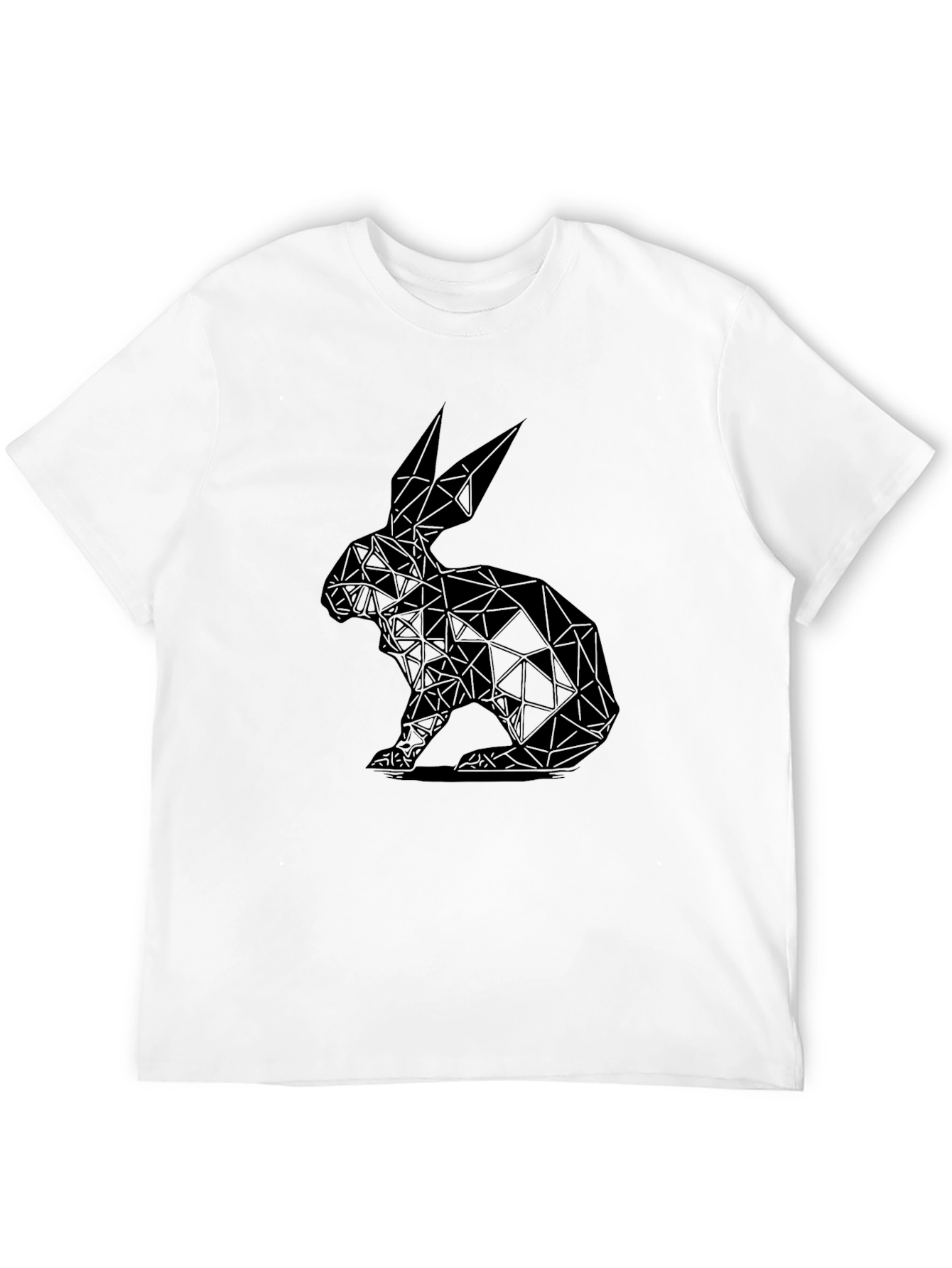 Geometric Rabbit Graphic Tee - Black