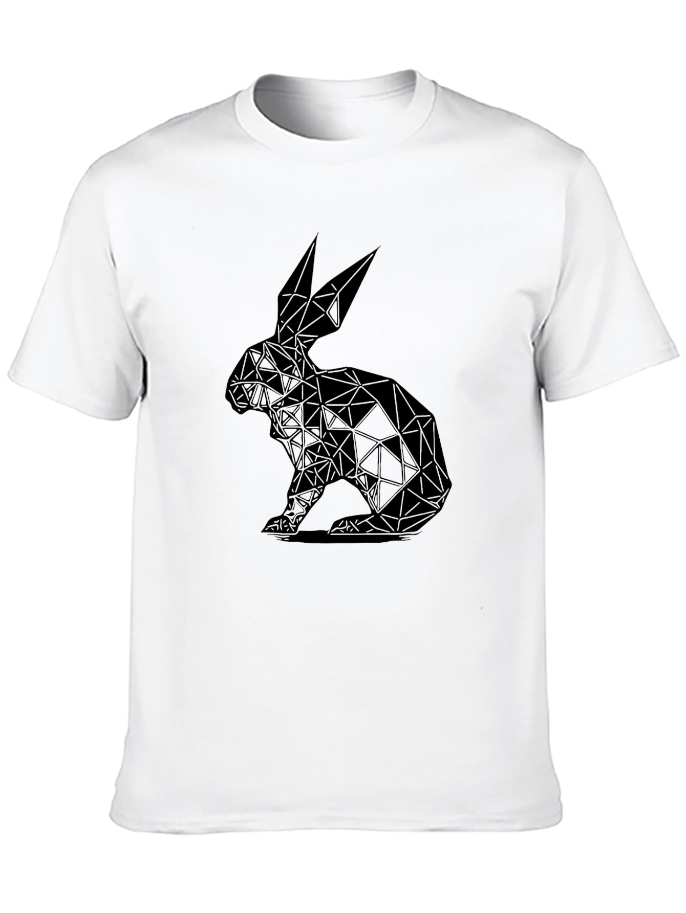 Geometric Rabbit Graphic Tee - Black