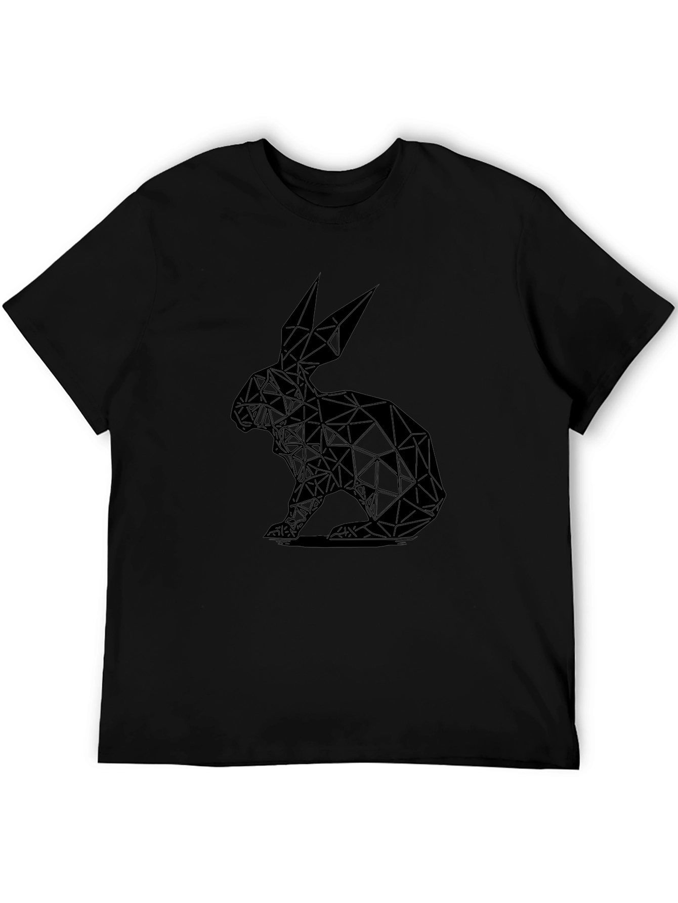 Geometric Rabbit Graphic Tee - Black