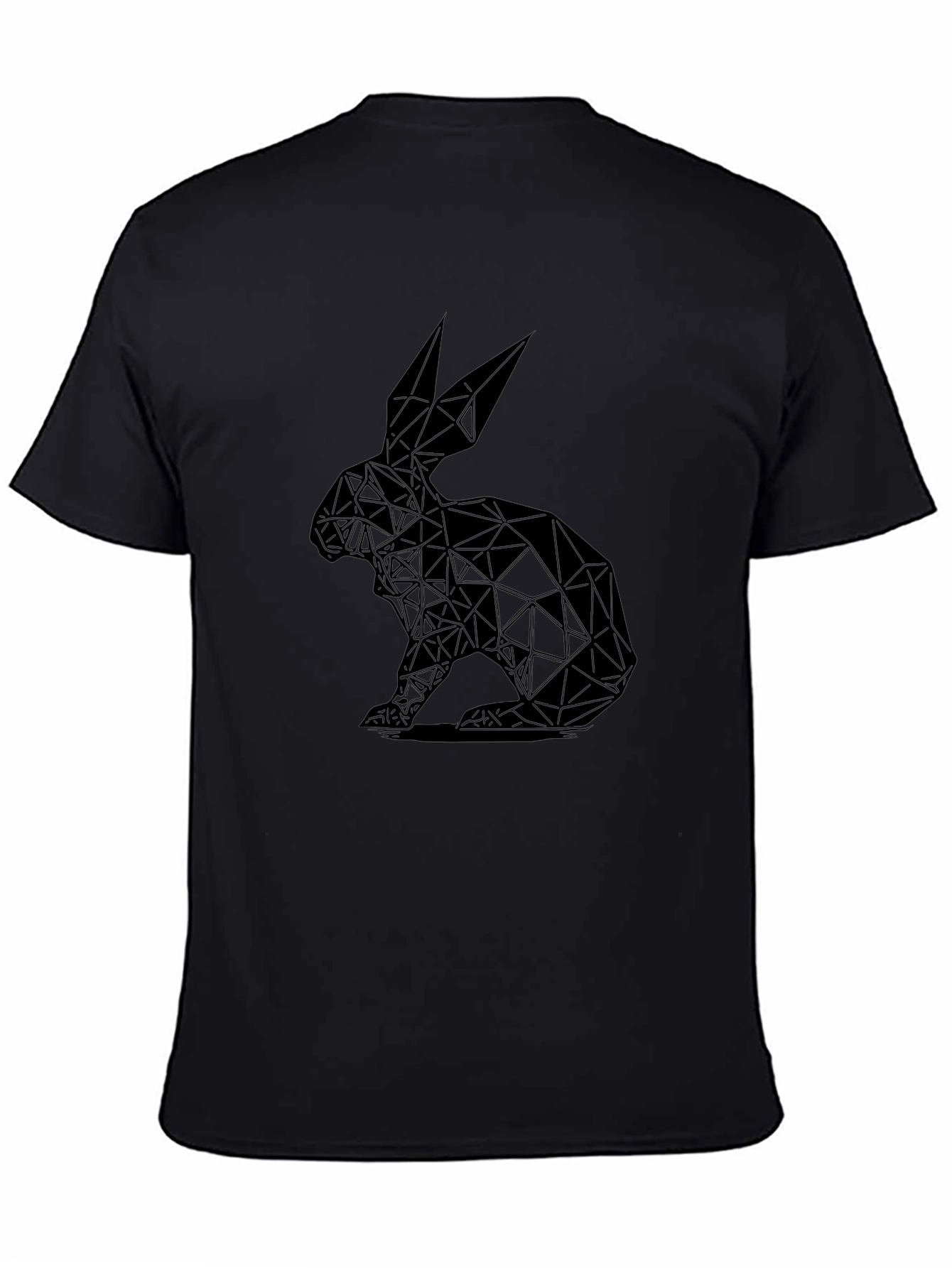 Geometric Rabbit Graphic Tee - Black