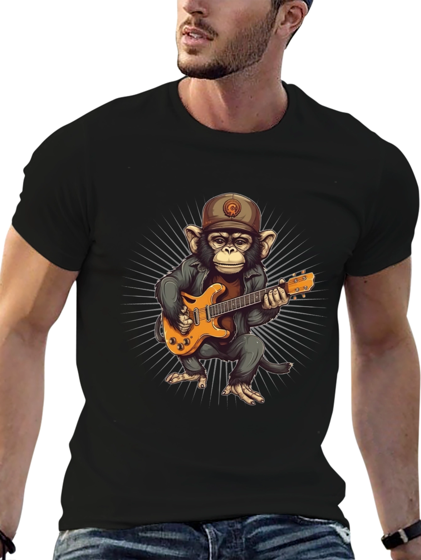 Monkey Guitarist Graphic T-Shirt
