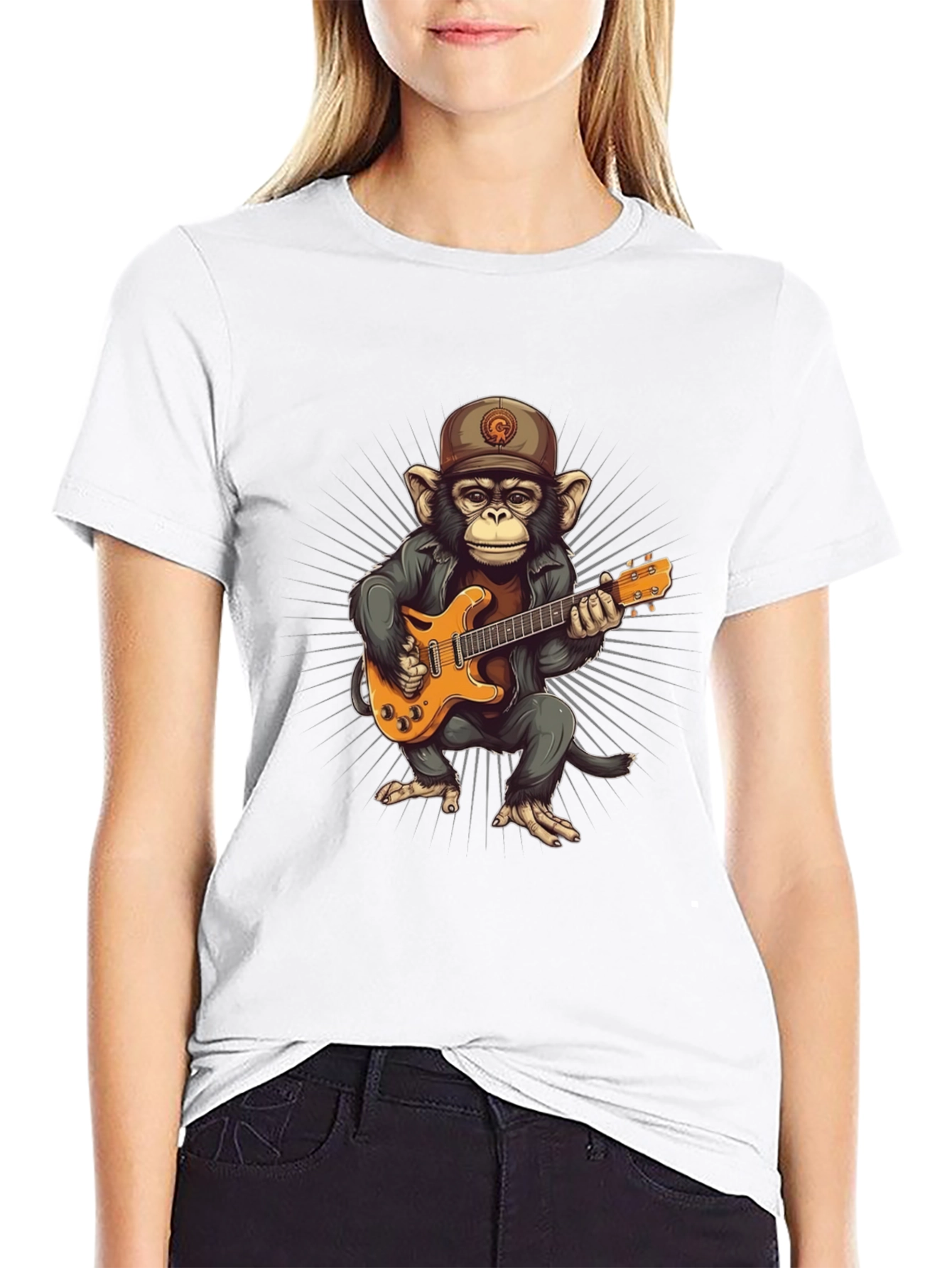Monkey Guitarist Graphic T-Shirt