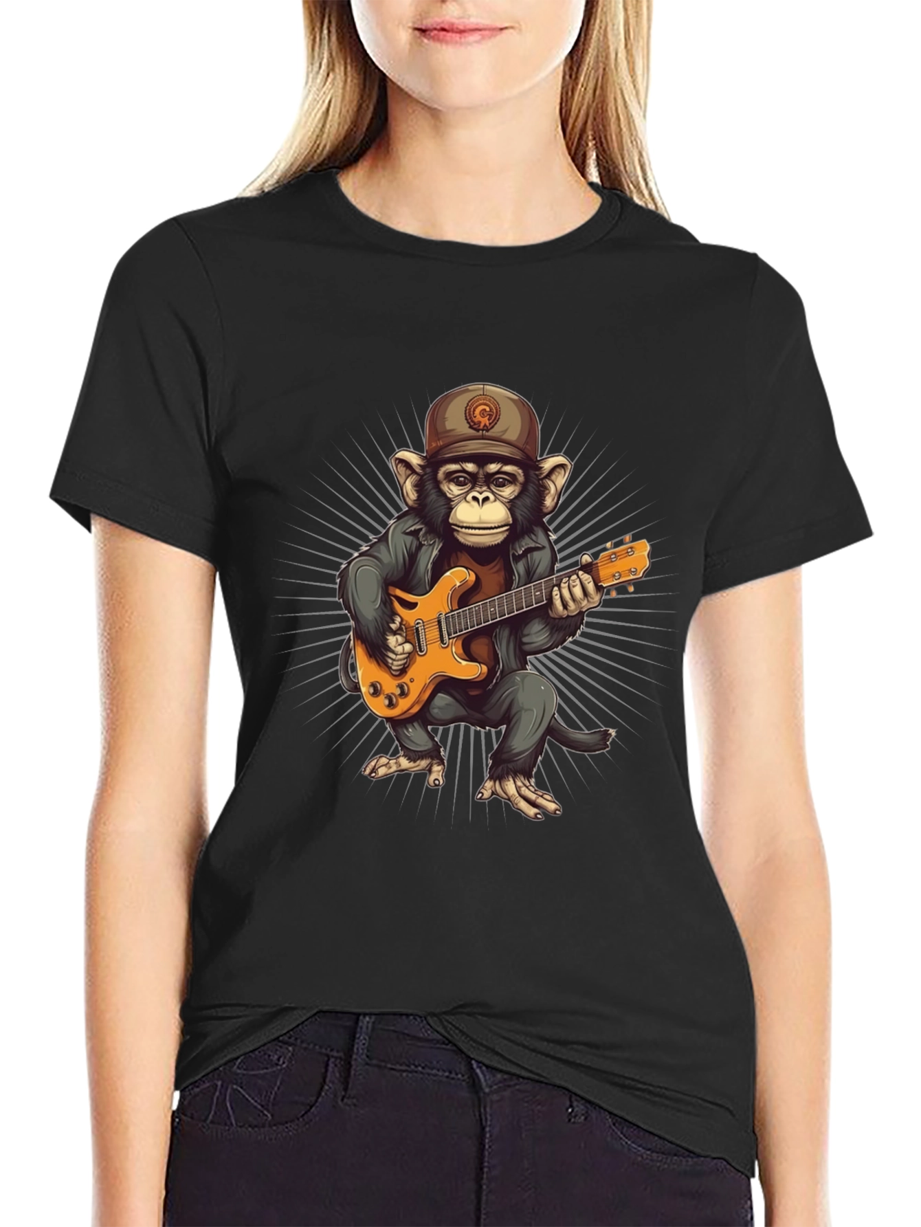 Monkey Guitarist Graphic T-Shirt