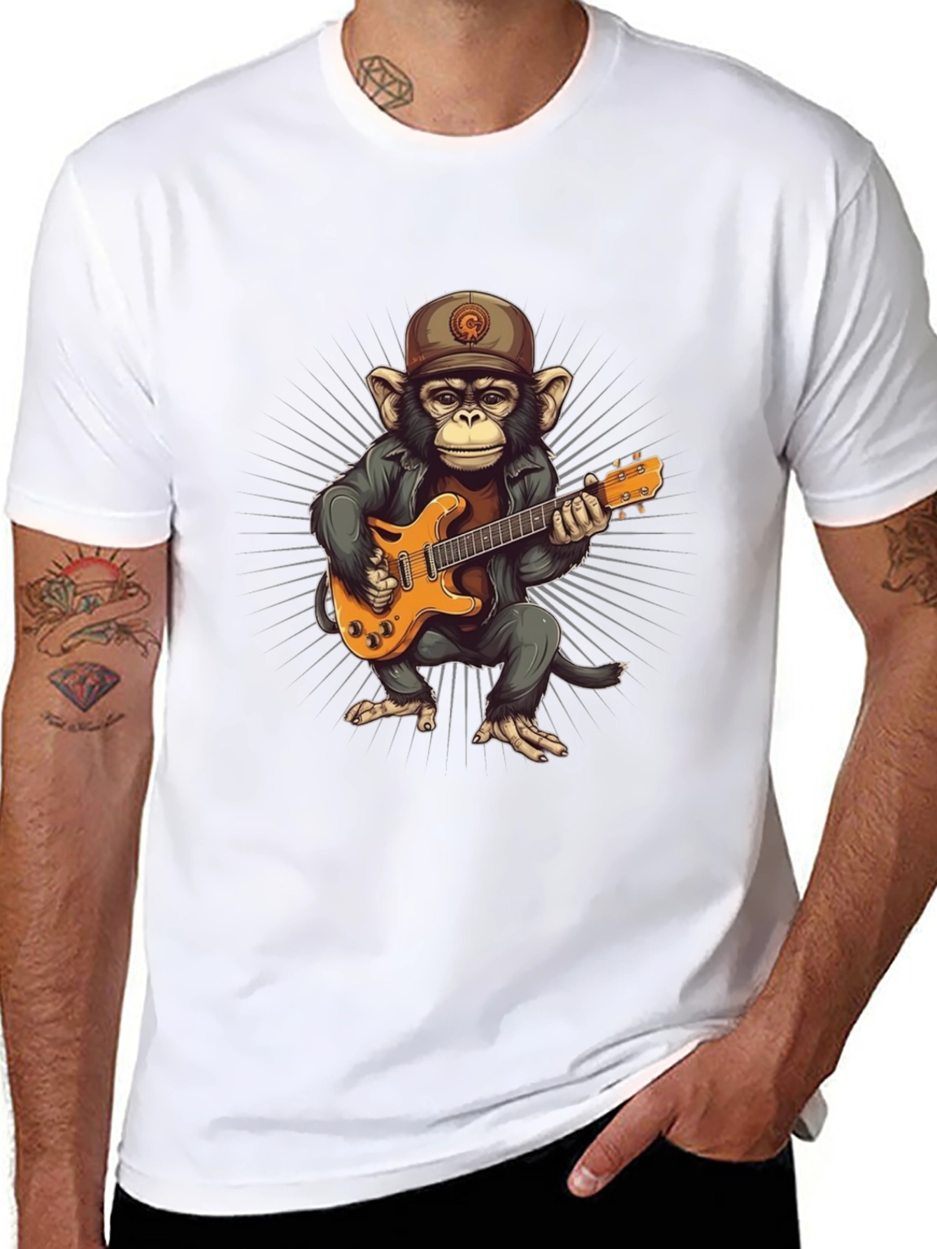 Monkey Guitarist Graphic T-Shirt