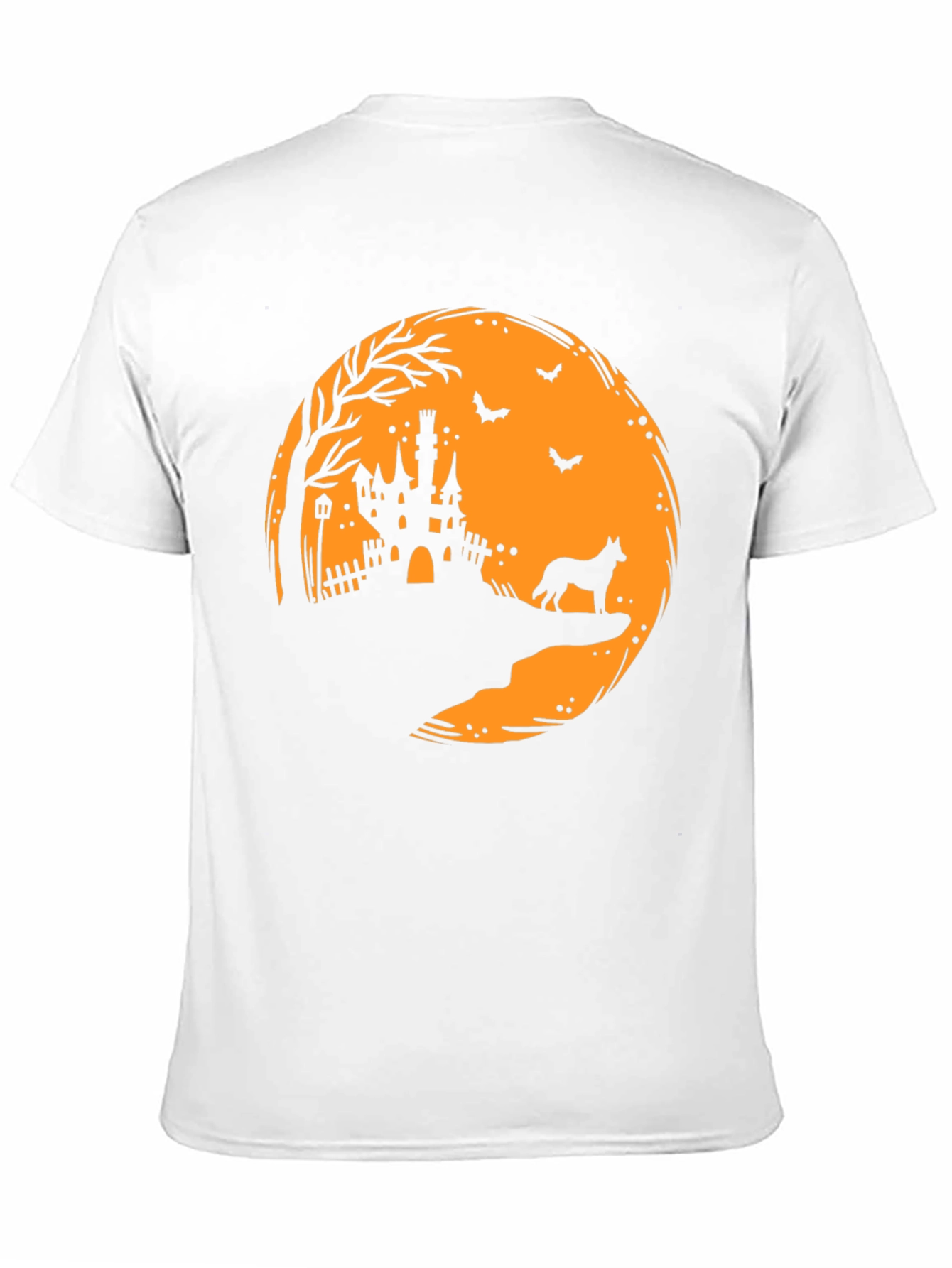 Halloween Moon Castle Dog Silhouette T-Shirt