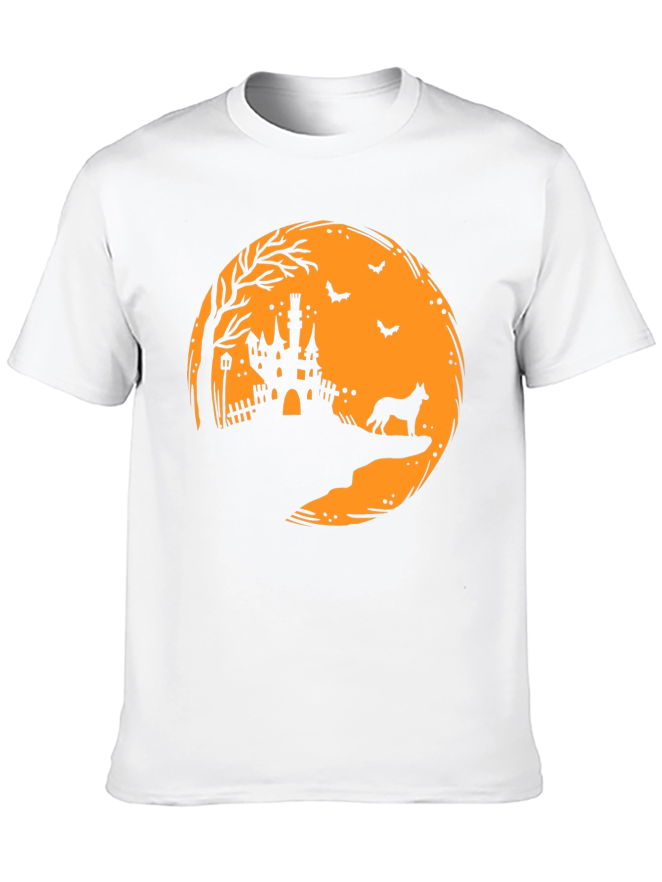 Halloween Moon Castle Dog Silhouette T-Shirt