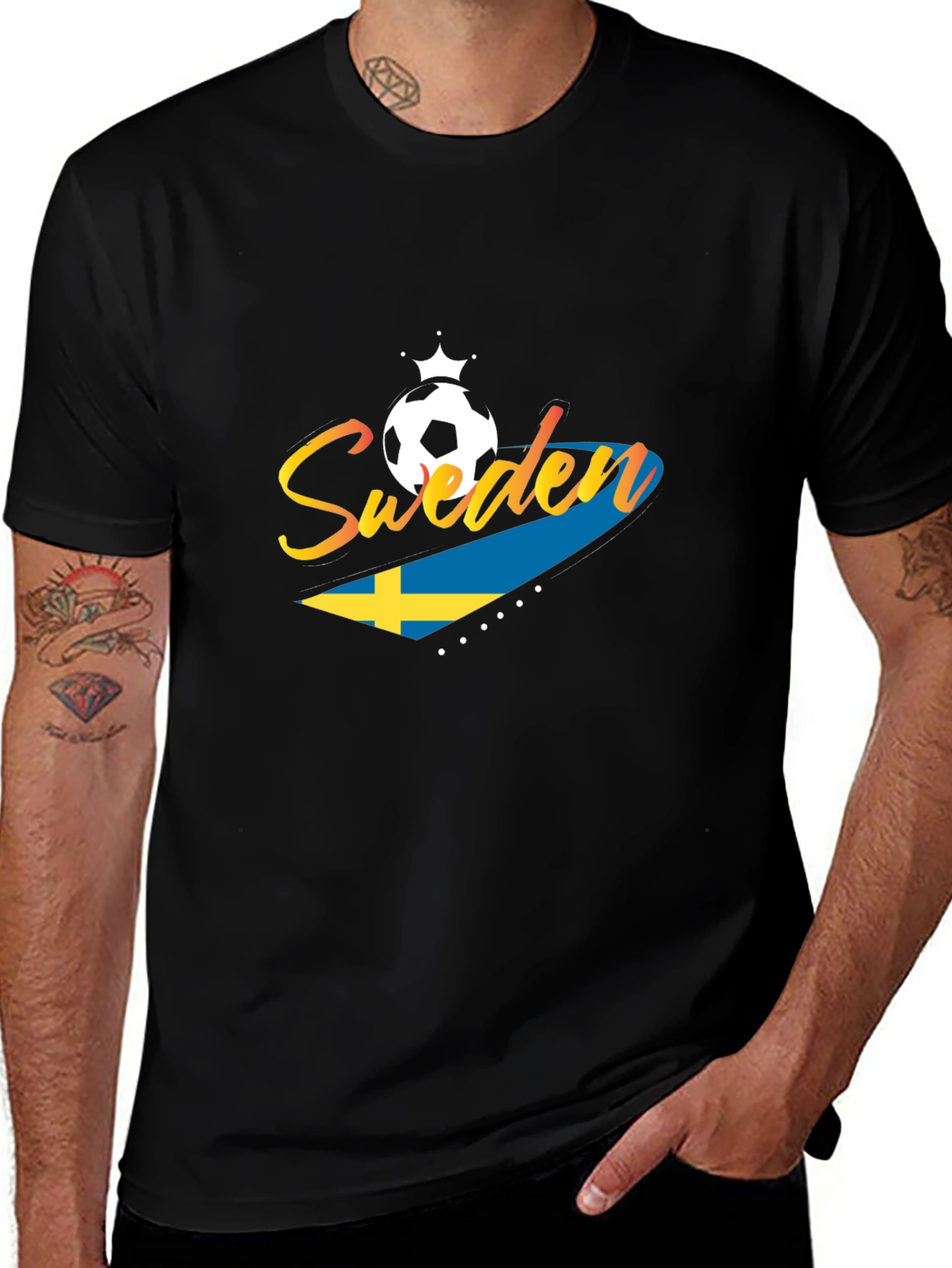Sweden Soccer T-Shirt - Black Jersey for Fans