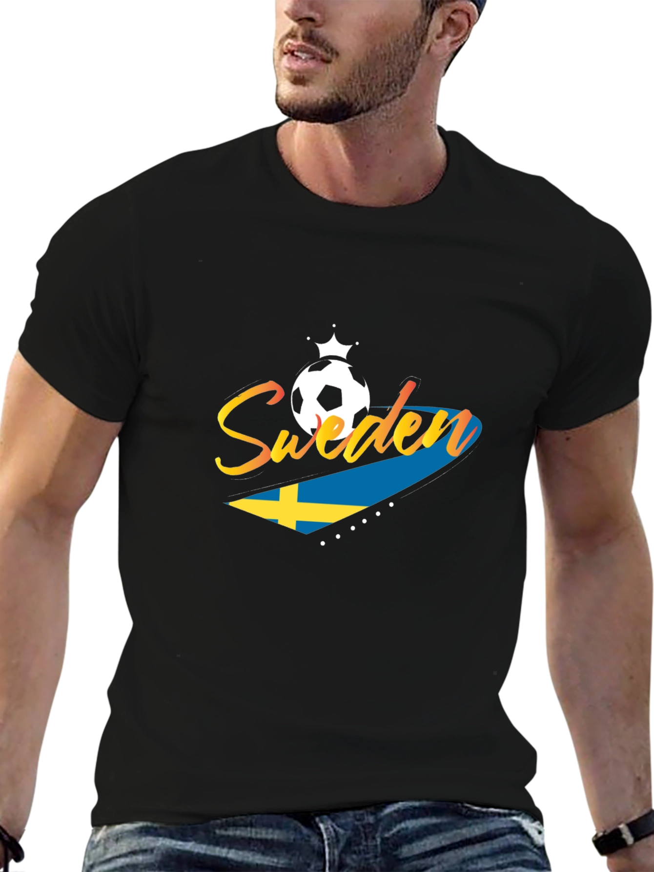 Sweden Soccer T-Shirt - Black Jersey for Fans