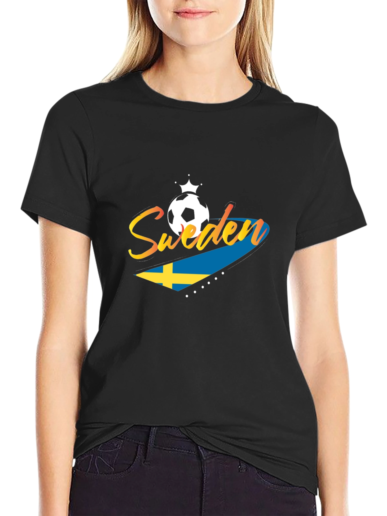 Sweden Soccer T-Shirt - Black Jersey for Fans