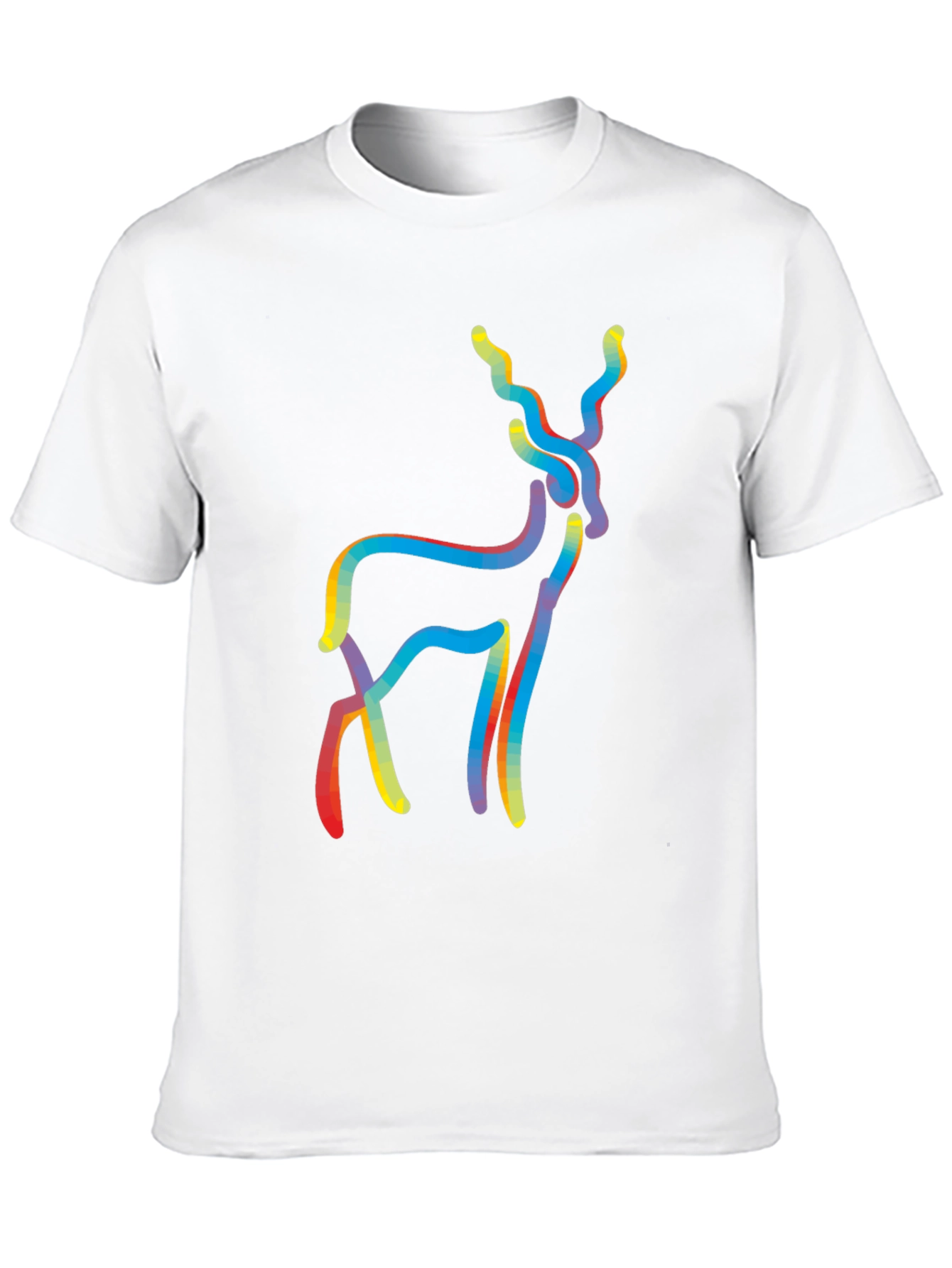 Mens Black Deer Graphic Tee - Abstract Style