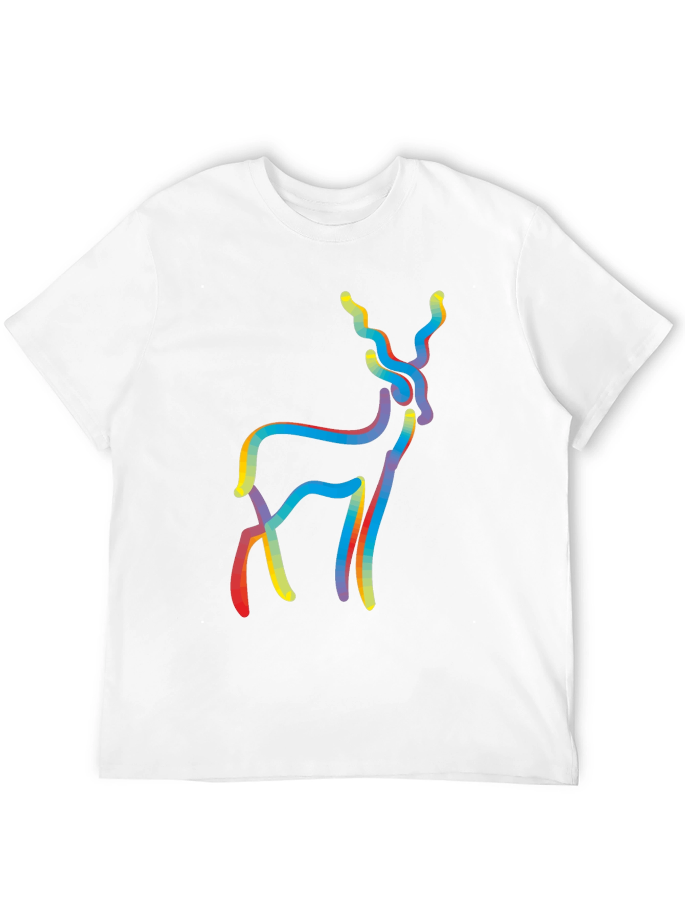Mens Black Deer Graphic Tee - Abstract Style