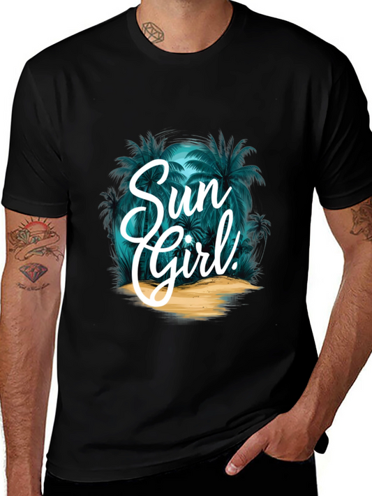 Sun Girl Graphic T-Shirt - Tropical Design