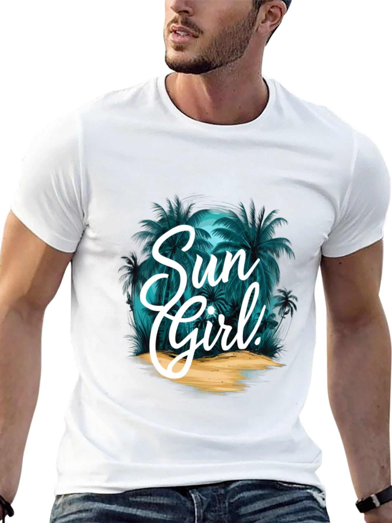 Sun Girl Graphic T-Shirt - Tropical Design
