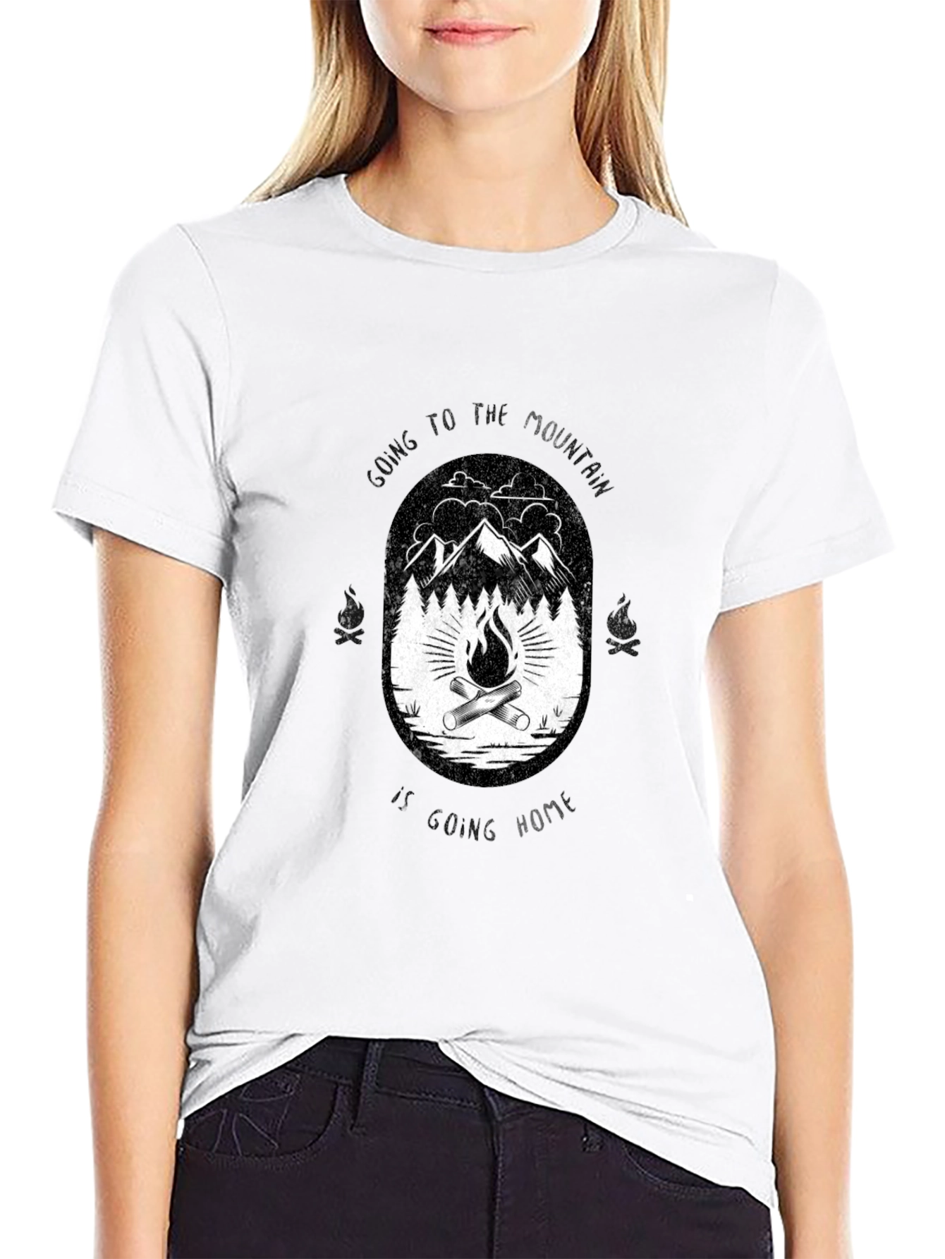 Black Campfire Mountain Graphic T-Shirt