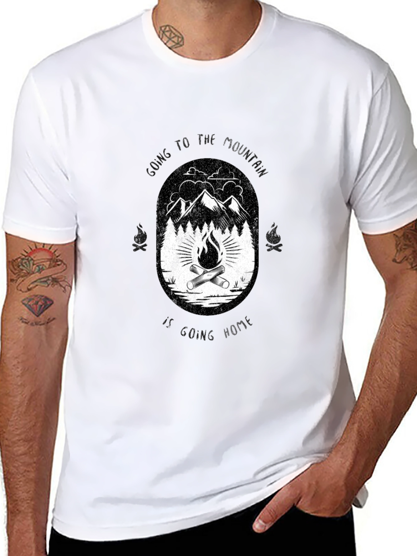 Black Campfire Mountain Graphic T-Shirt