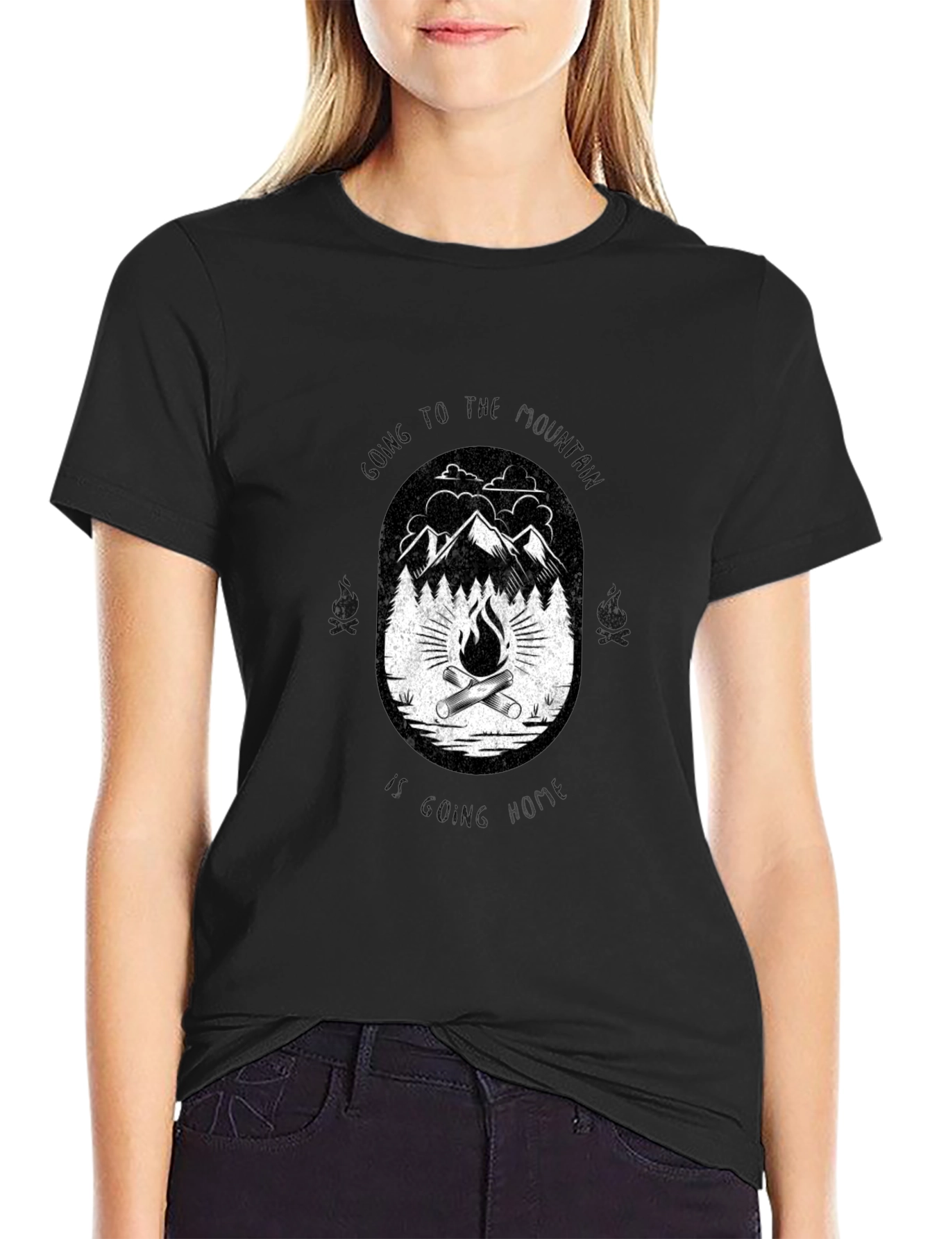 Black Campfire Mountain Graphic T-Shirt