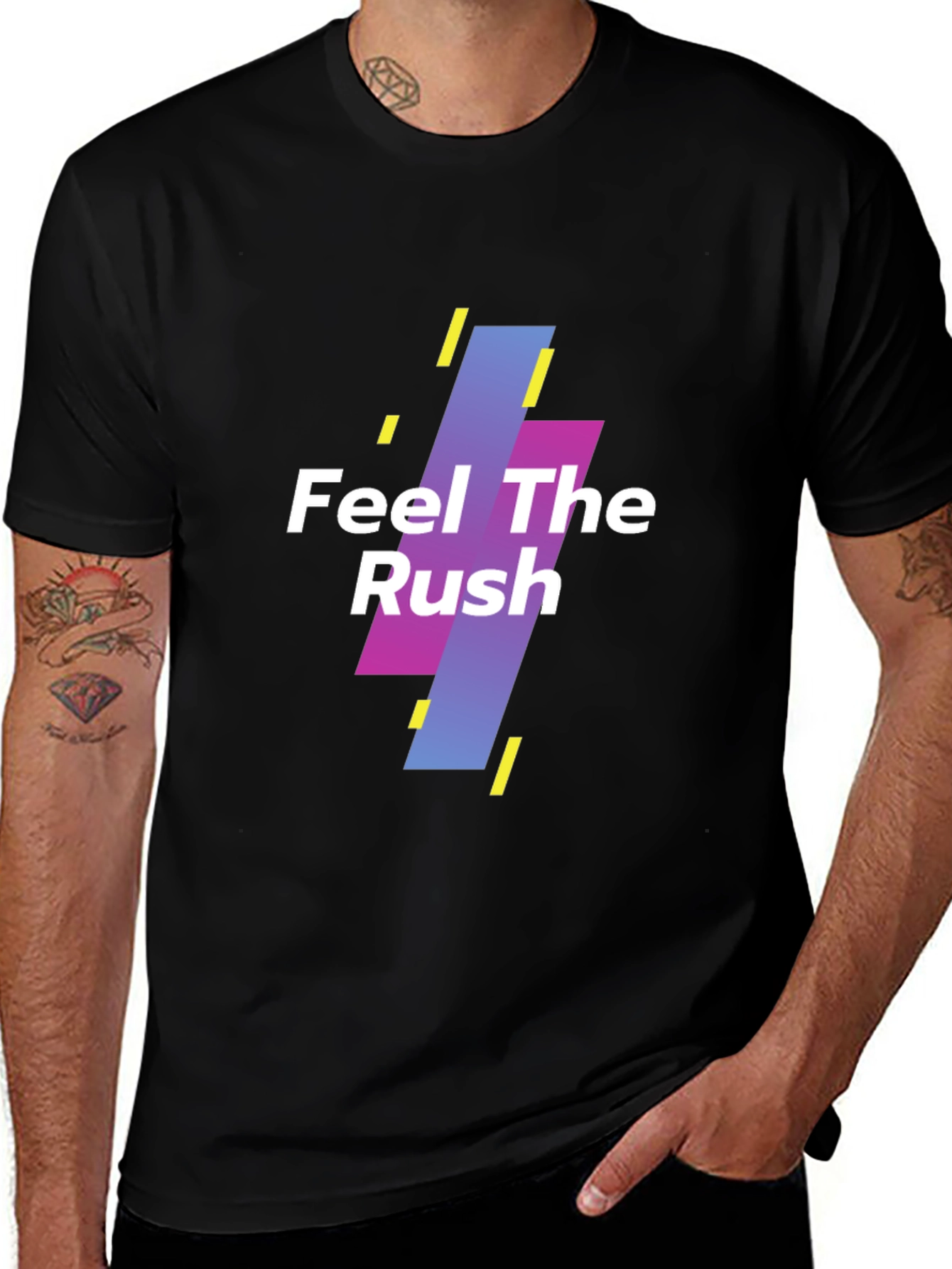 Feel The Rush Graphic Print Black T-Shirt