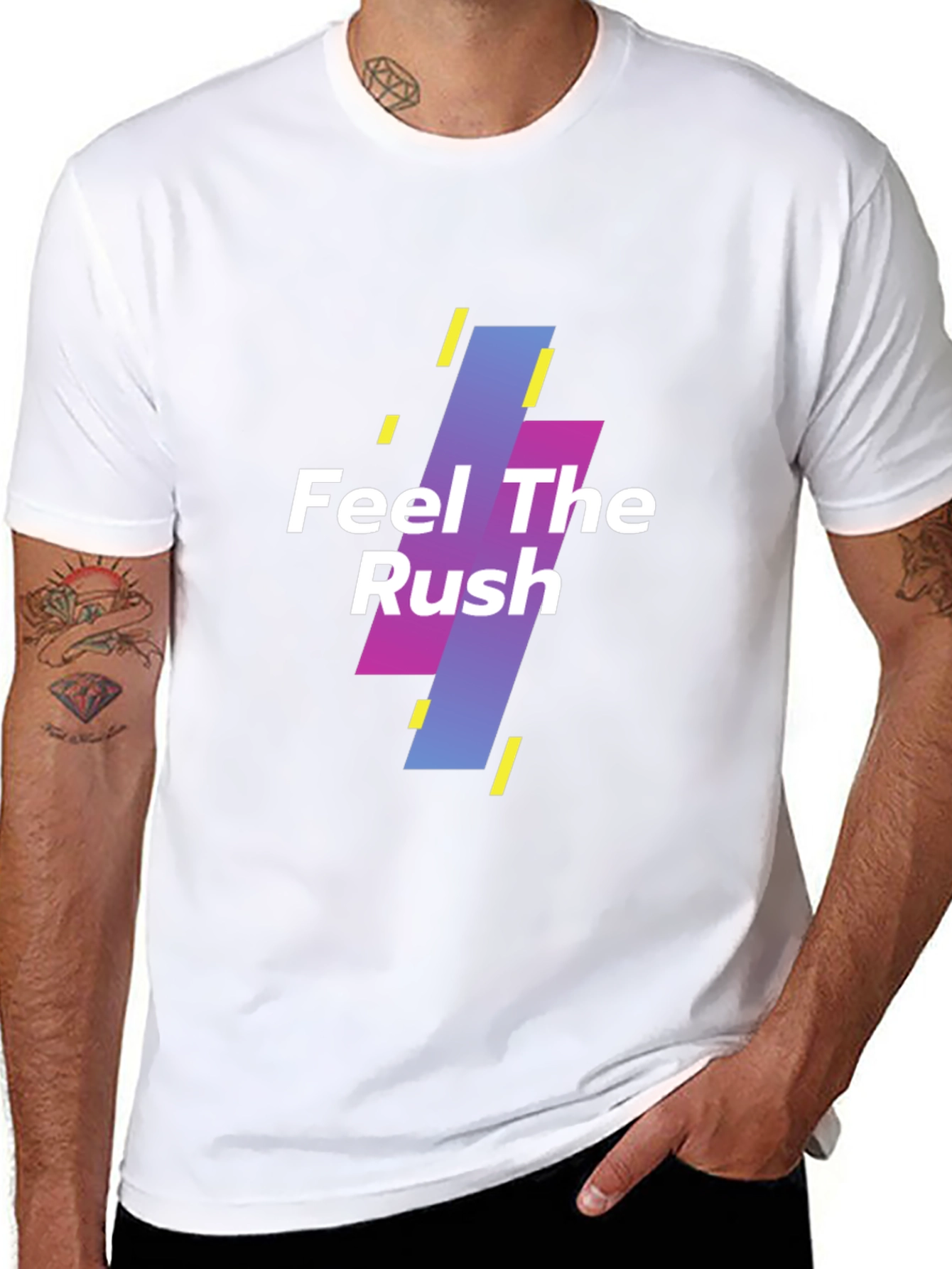 Feel The Rush Graphic Print Black T-Shirt