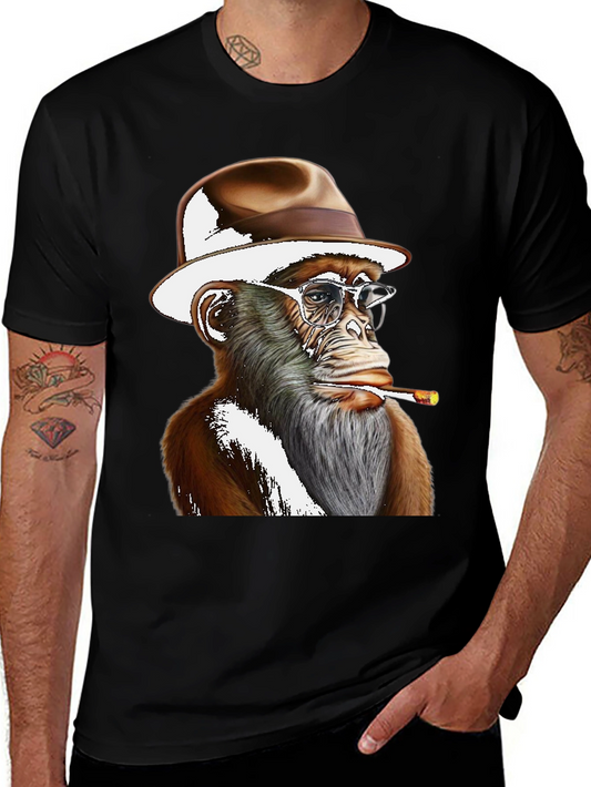 Cool Monkey in Hat Graphic T-Shirt