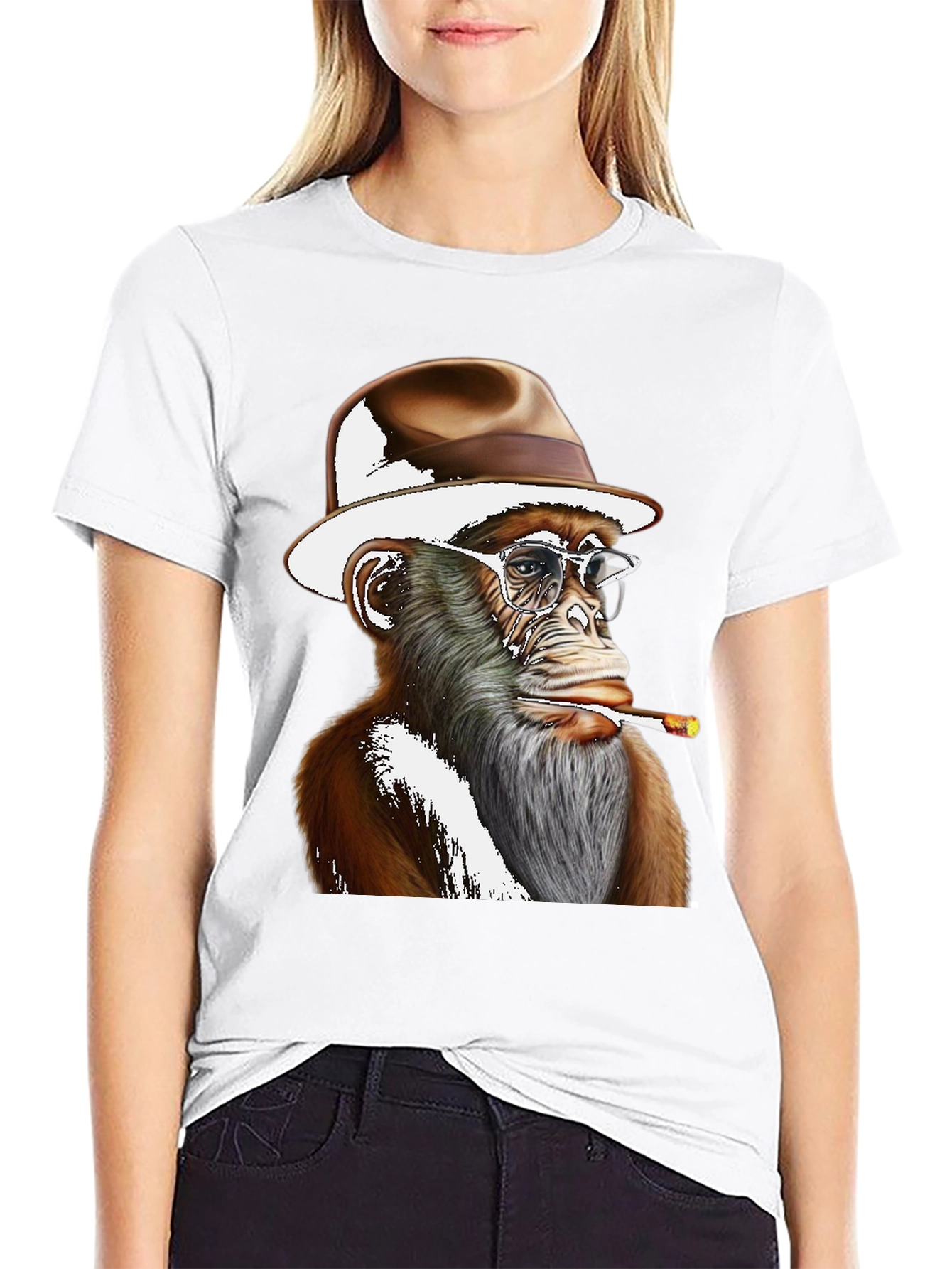 Cool Monkey in Hat Graphic T-Shirt