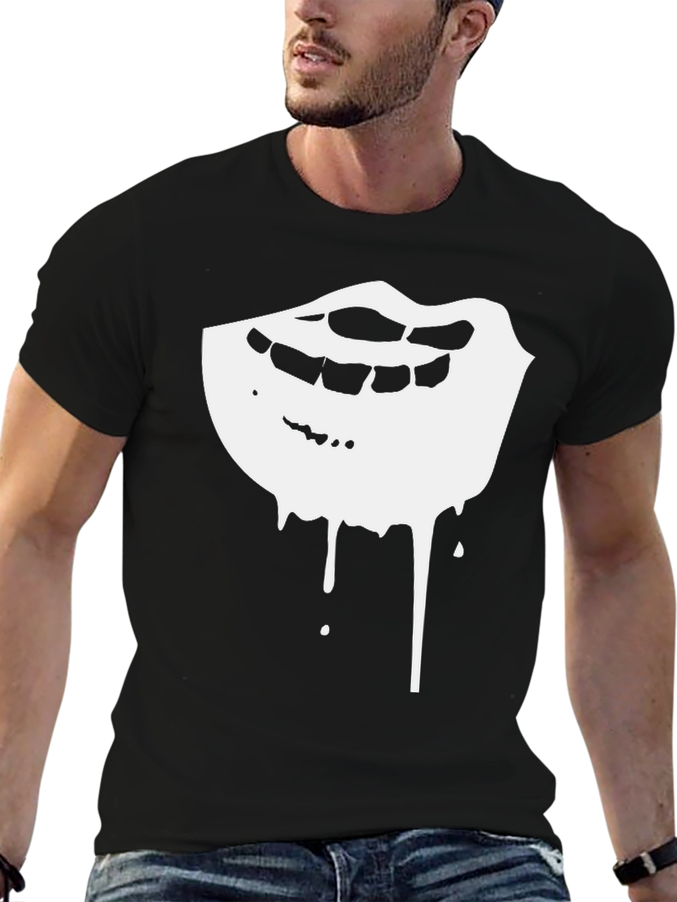 Dripping Lips Graphic Tee - Black Cotton Comfort