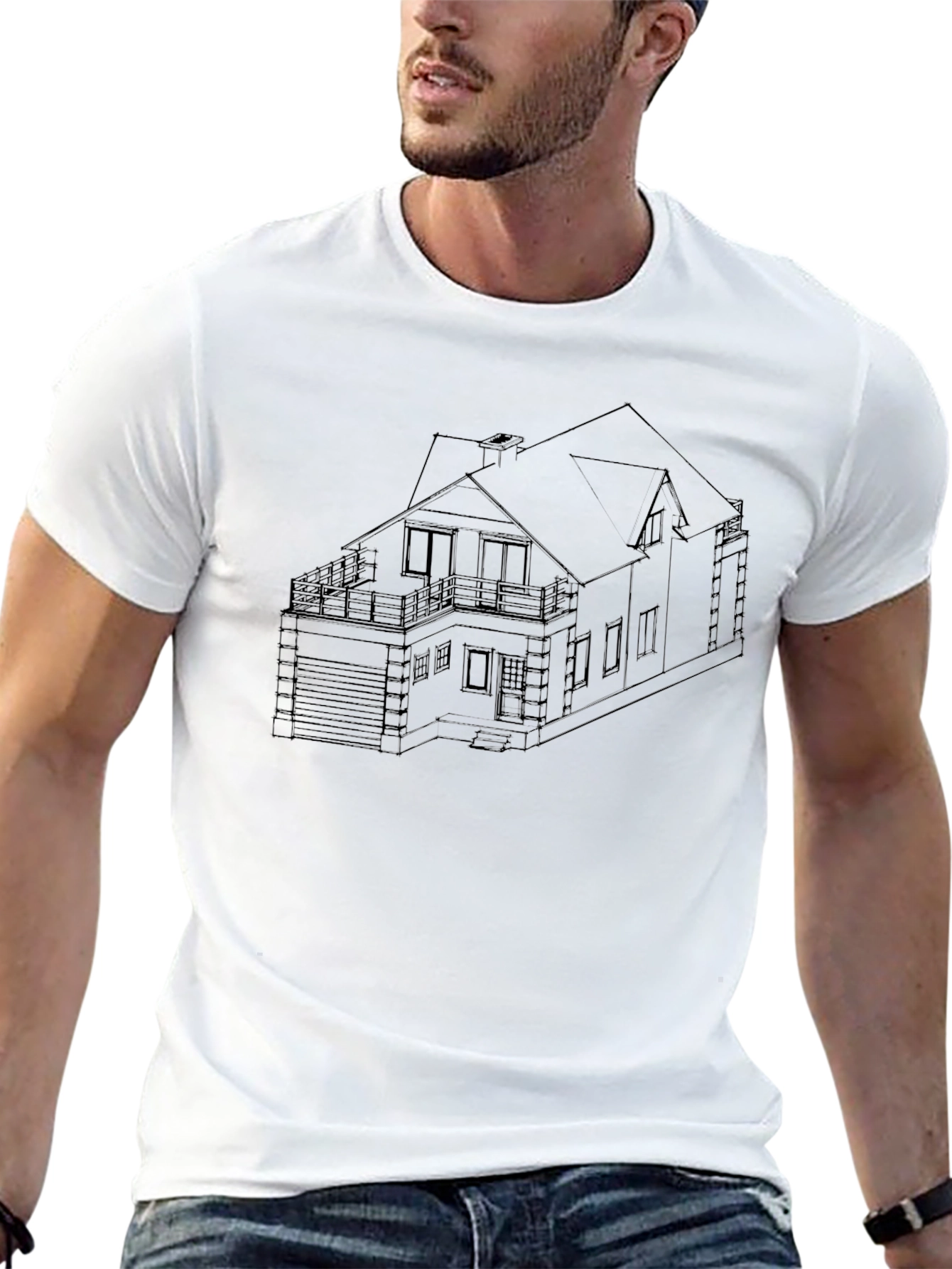 Modern Home Blueprint Black T-Shirt
