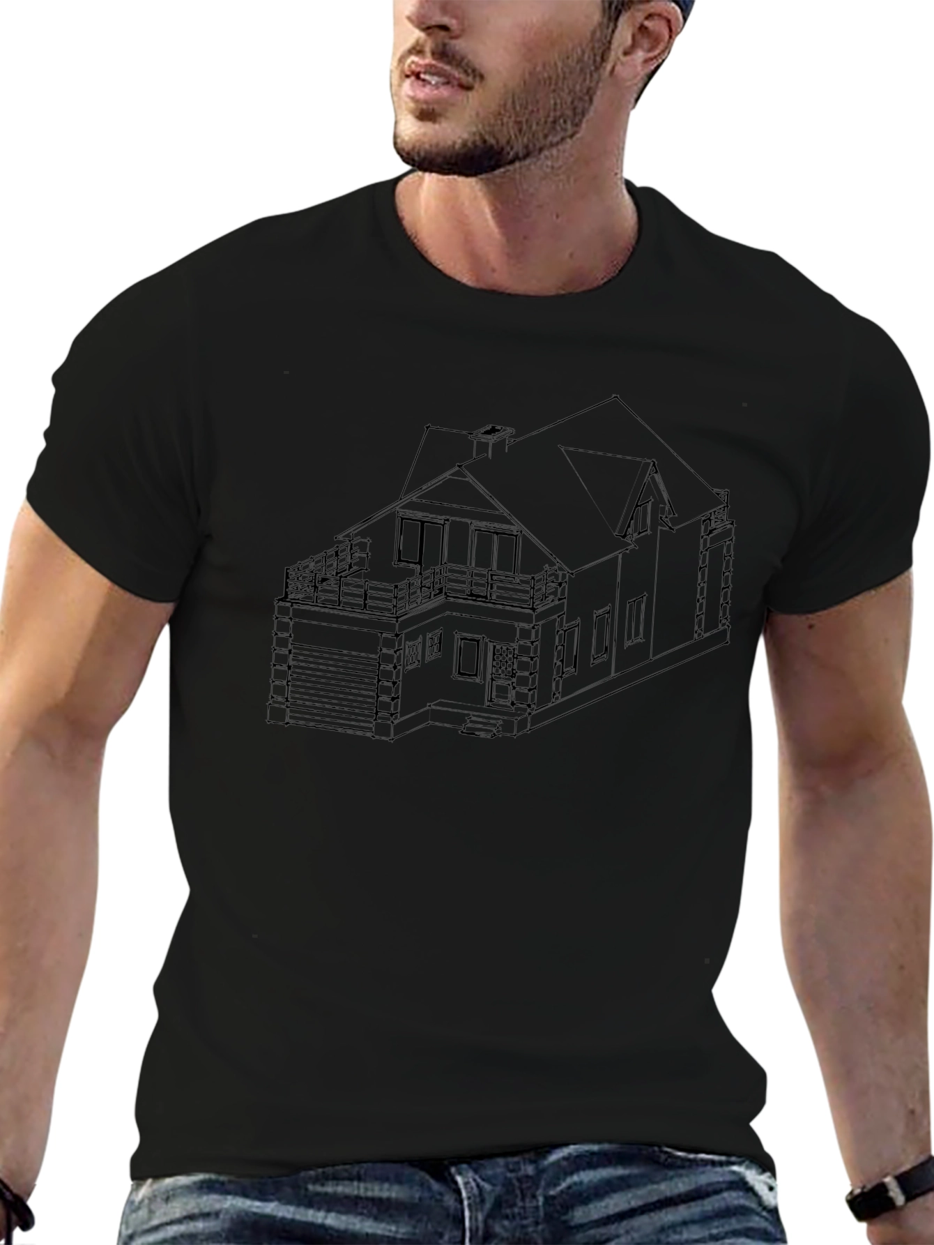 Modern Home Blueprint Black T-Shirt