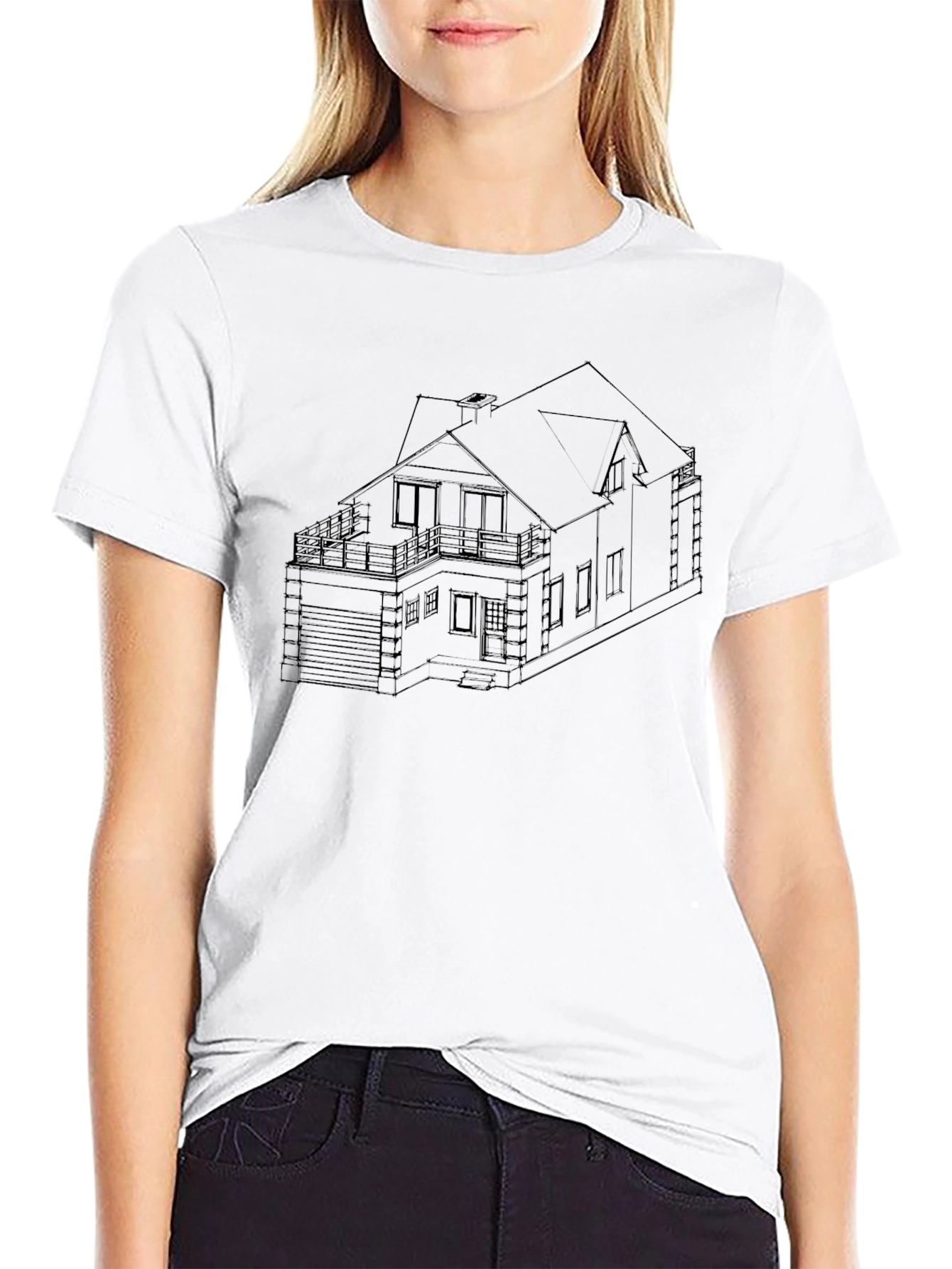 Modern Home Blueprint Black T-Shirt