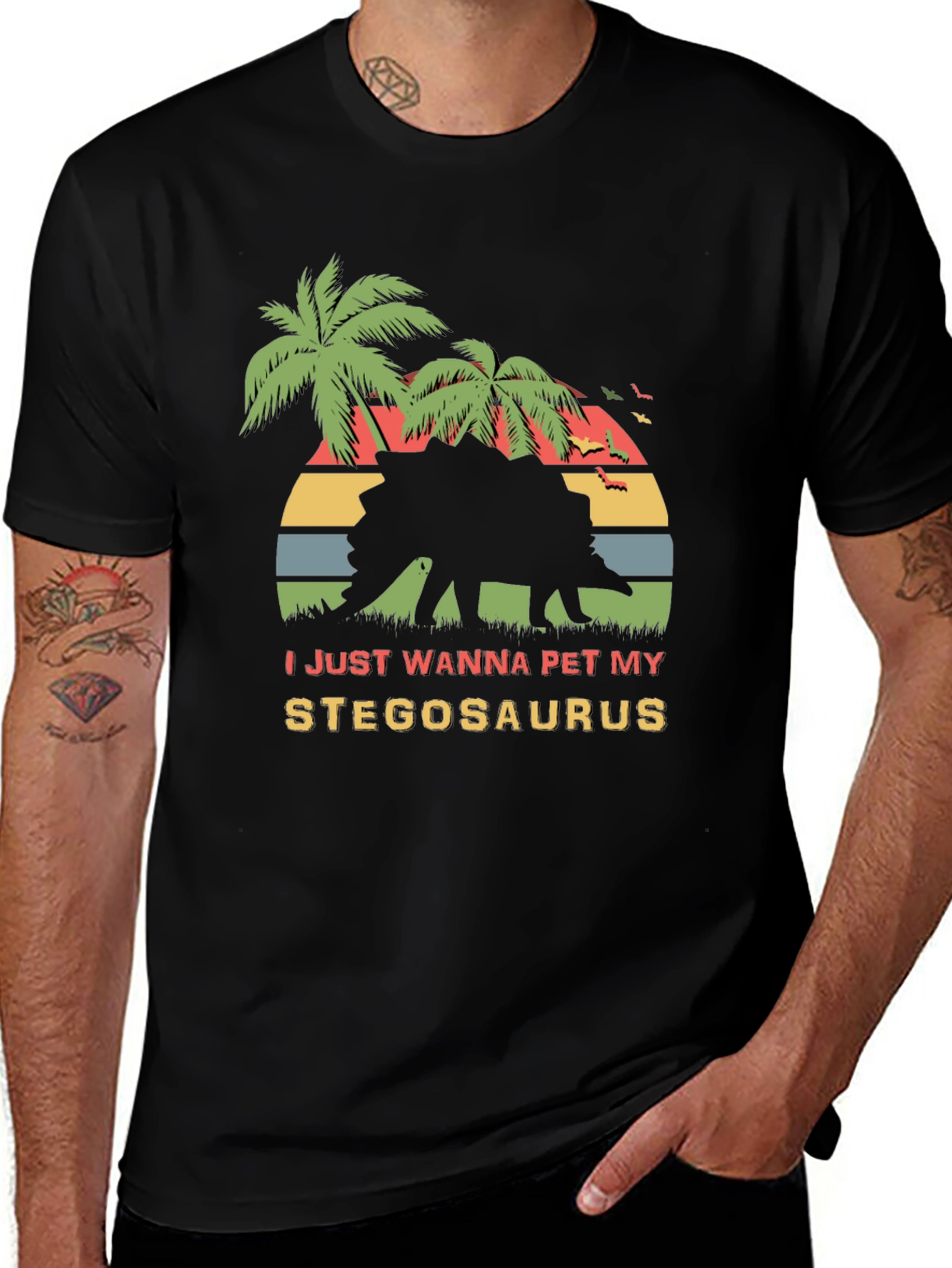 Stegosaurus Pet T-Shirt - Retro Dinosaur Lover Tee