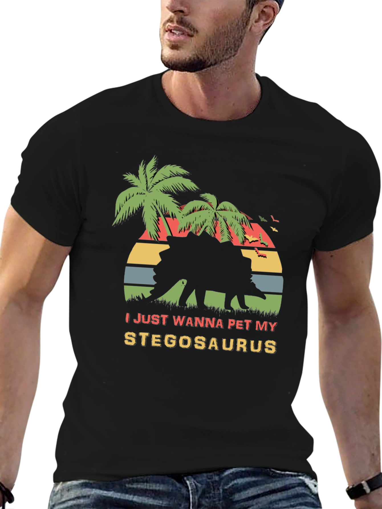 Stegosaurus Pet T-Shirt - Retro Dinosaur Lover Tee