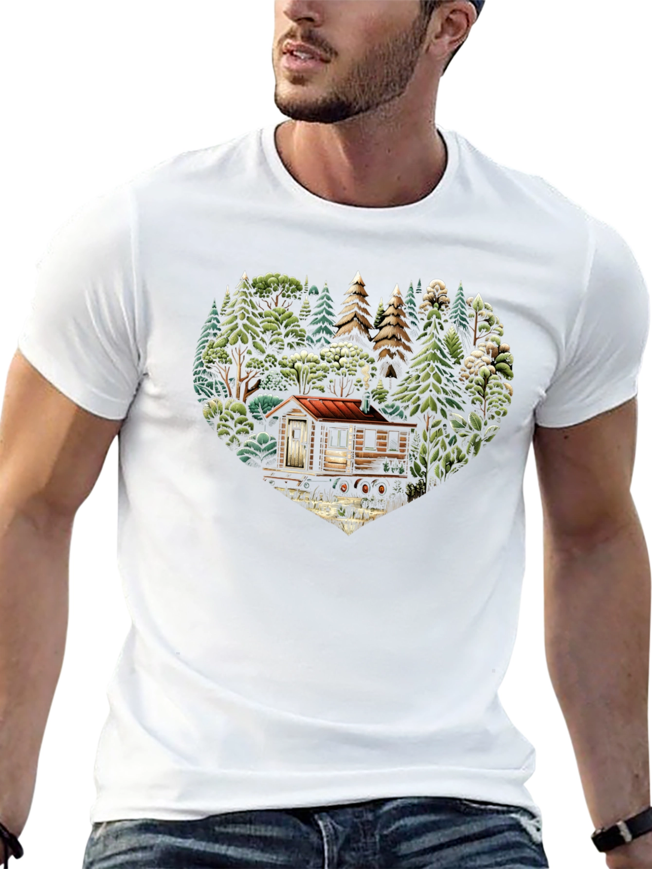 Cabin Heart T-Shirt - Nature Lover Tee