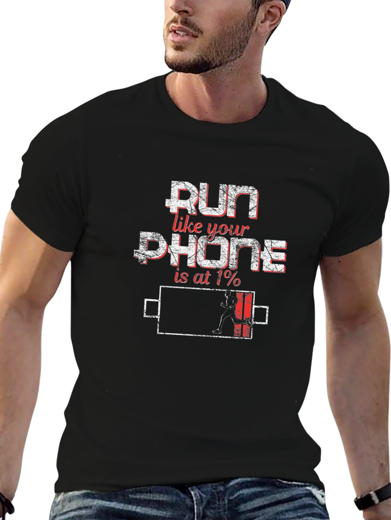 Run Like Your Phone is at 1% Funny T-Shirt