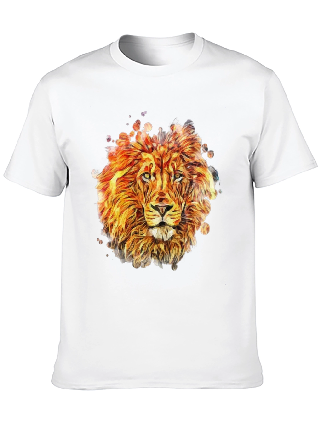 Lion Graphic Print Tee - Mens Black Crewneck T-Shirt
