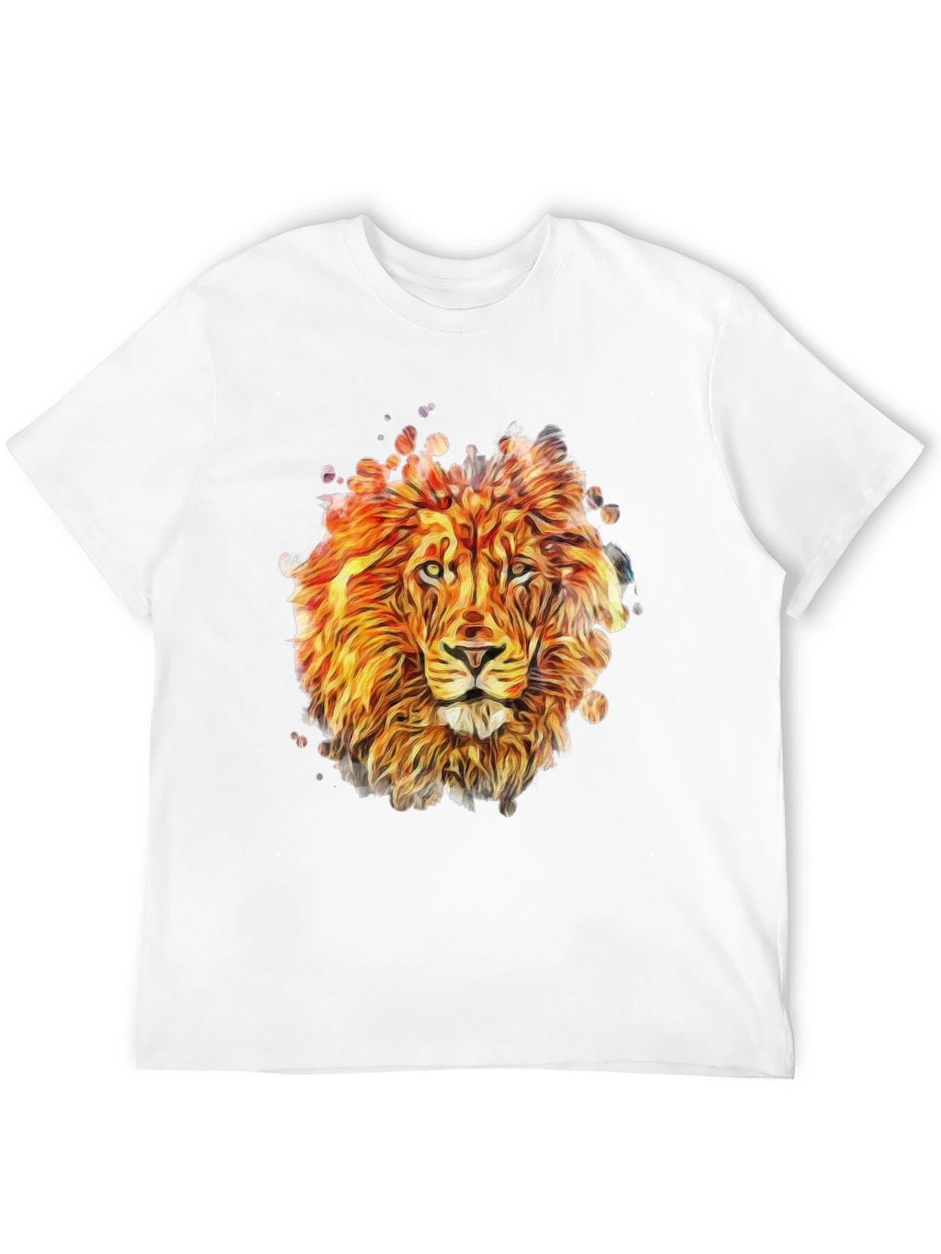 Lion Graphic Print Tee - Mens Black Crewneck T-Shirt