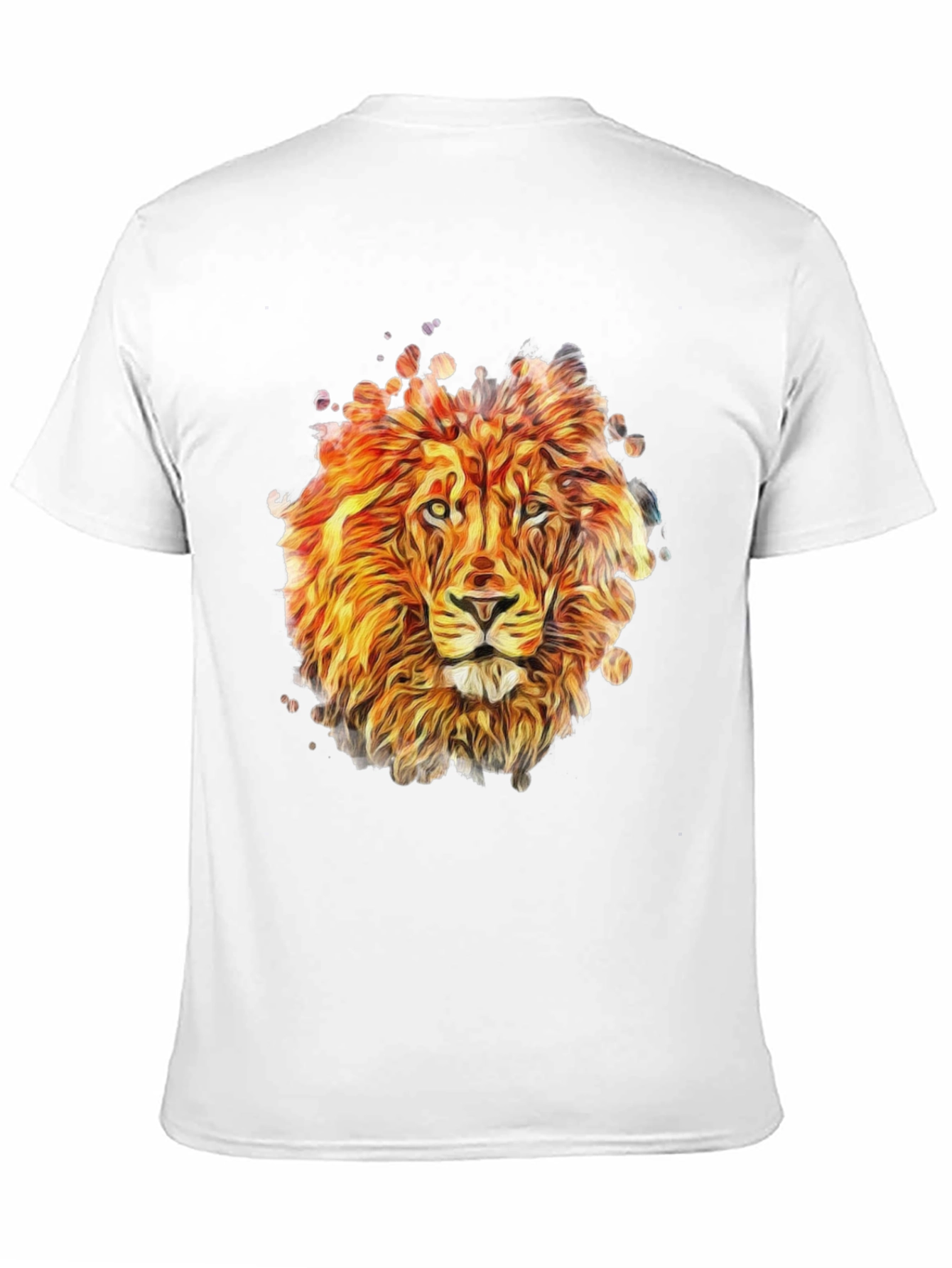 Lion Graphic Print Tee - Mens Black Crewneck T-Shirt