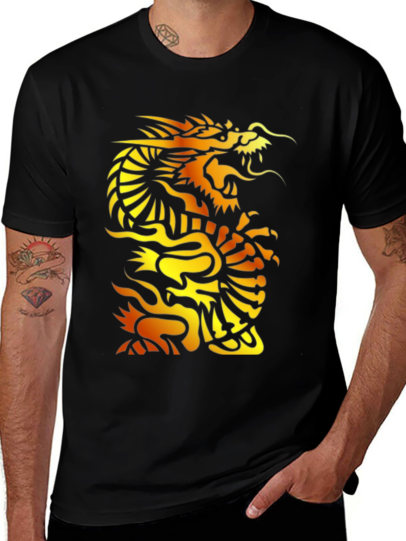 Bold Dragon Graphic Black T-Shirt