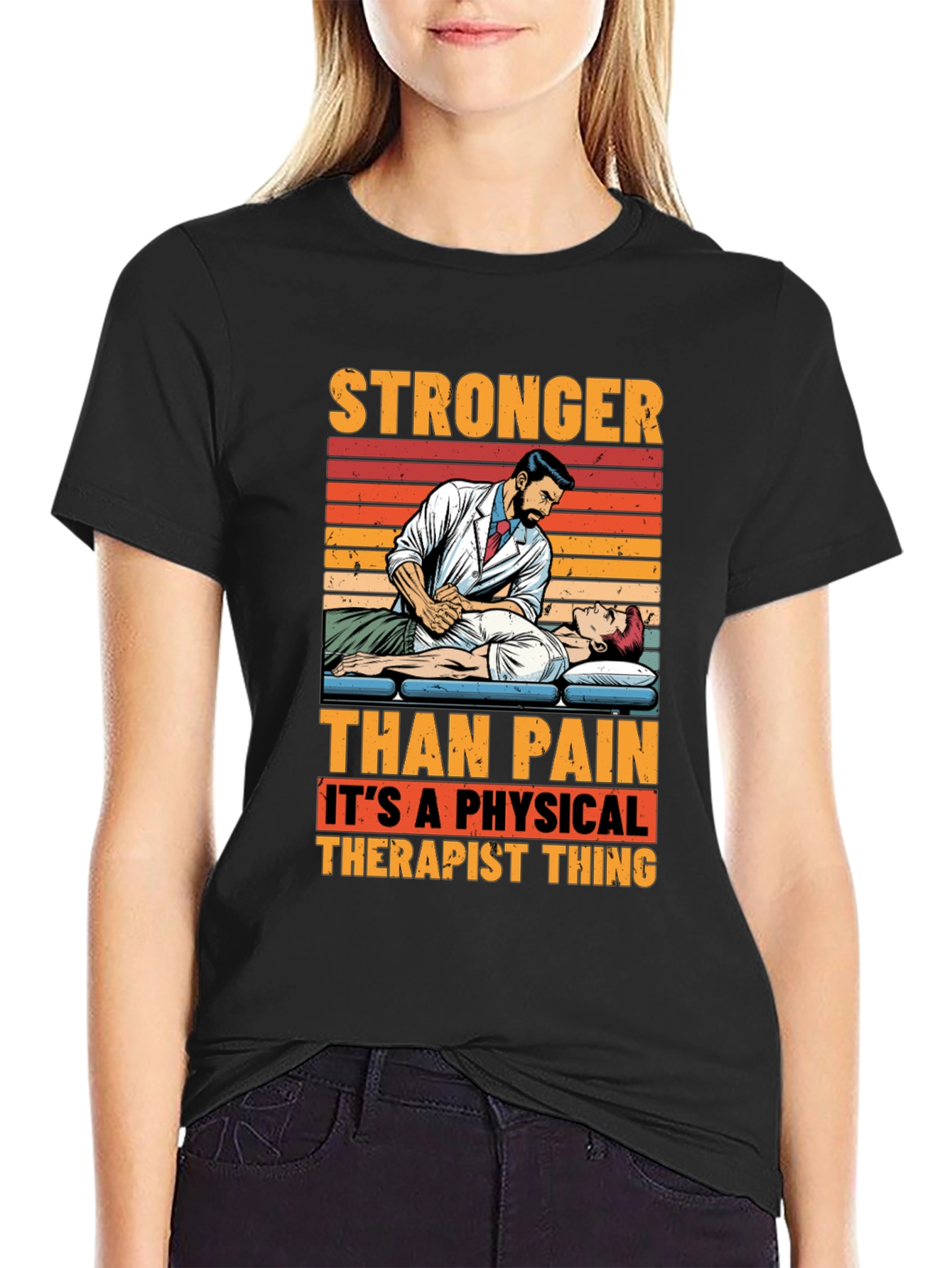 Stronger Than Pain Therapist Graphic T-Shirt