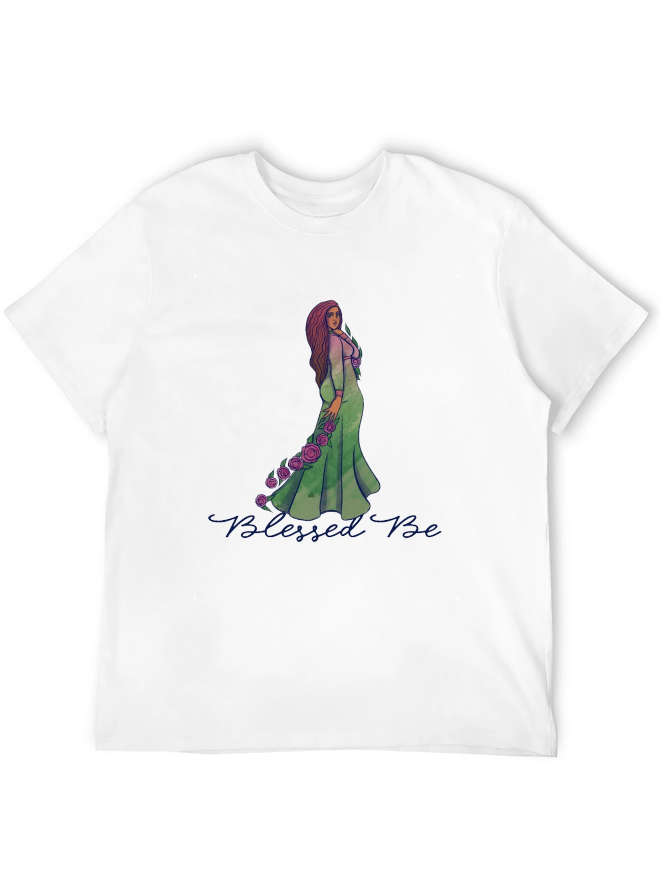 Blessed Be Graphic Tee - Green Dress Rose Design