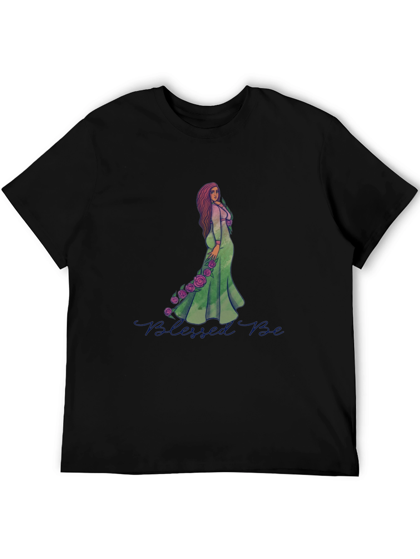 Blessed Be Graphic Tee - Green Dress Rose Design