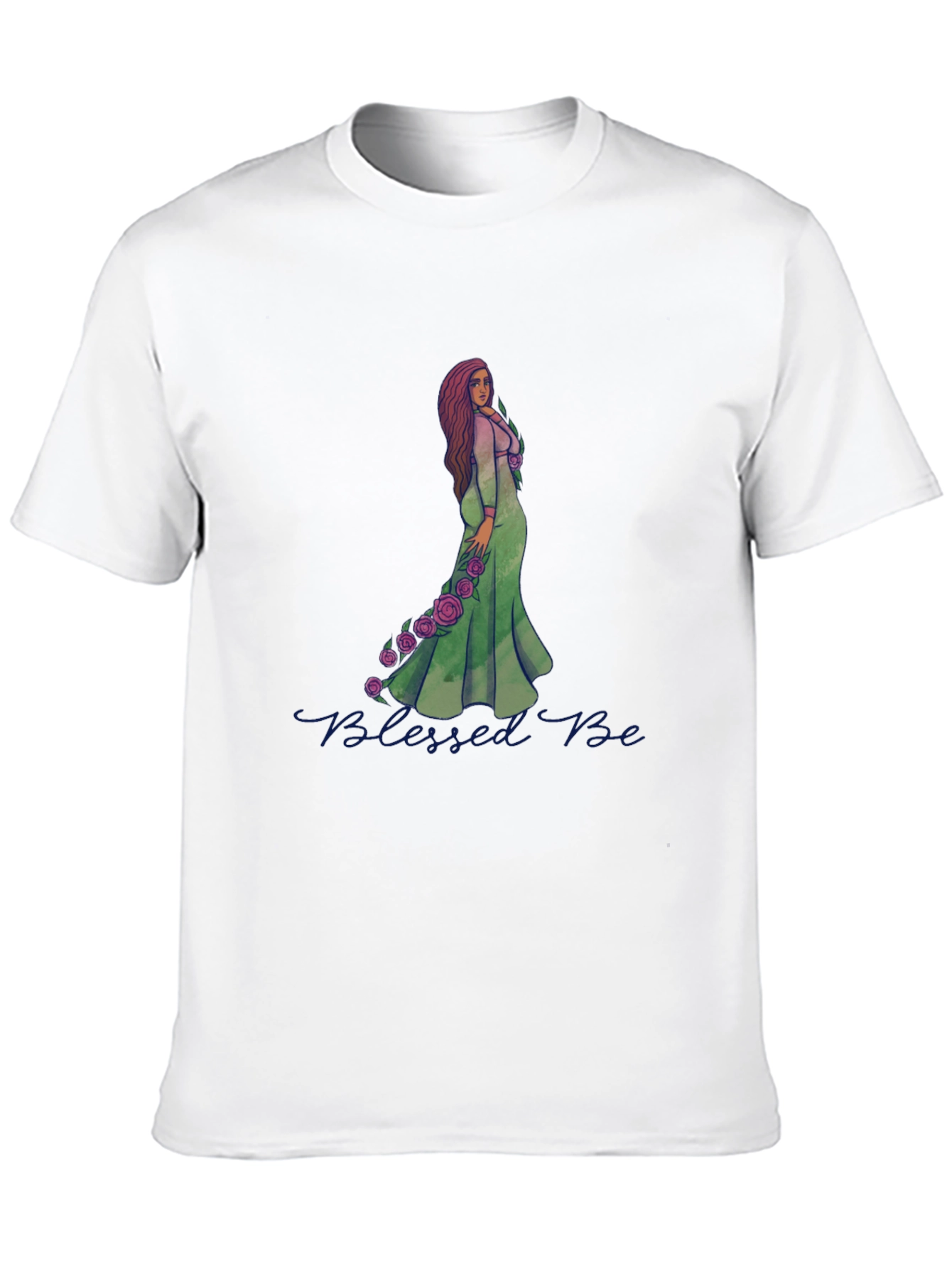 Blessed Be Graphic Tee - Green Dress Rose Design