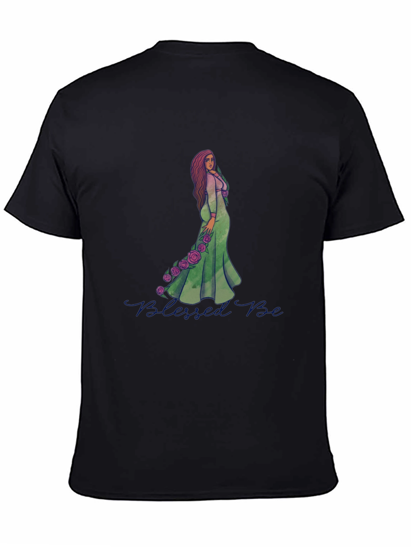 Blessed Be Graphic Tee - Green Dress Rose Design