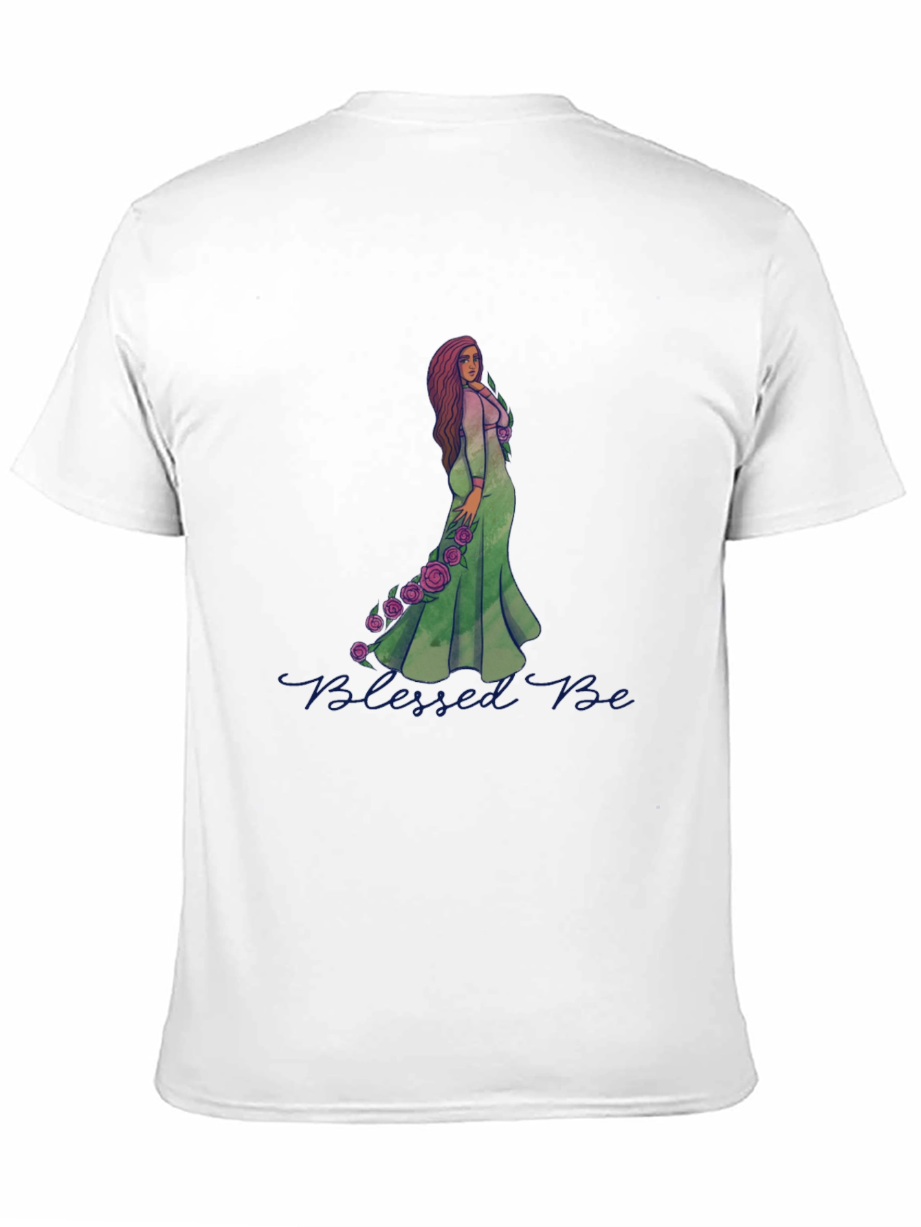 Blessed Be Graphic Tee - Green Dress Rose Design