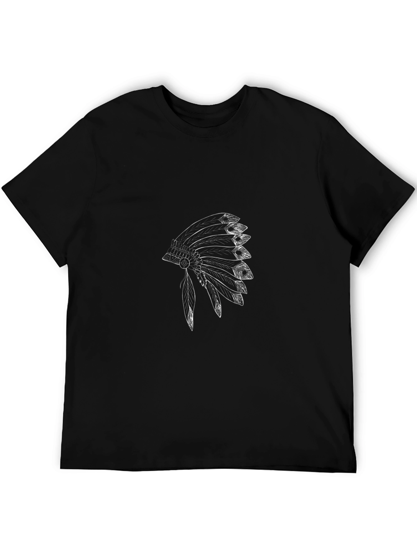 Black T-Shirt with Native American Headdress Graphic