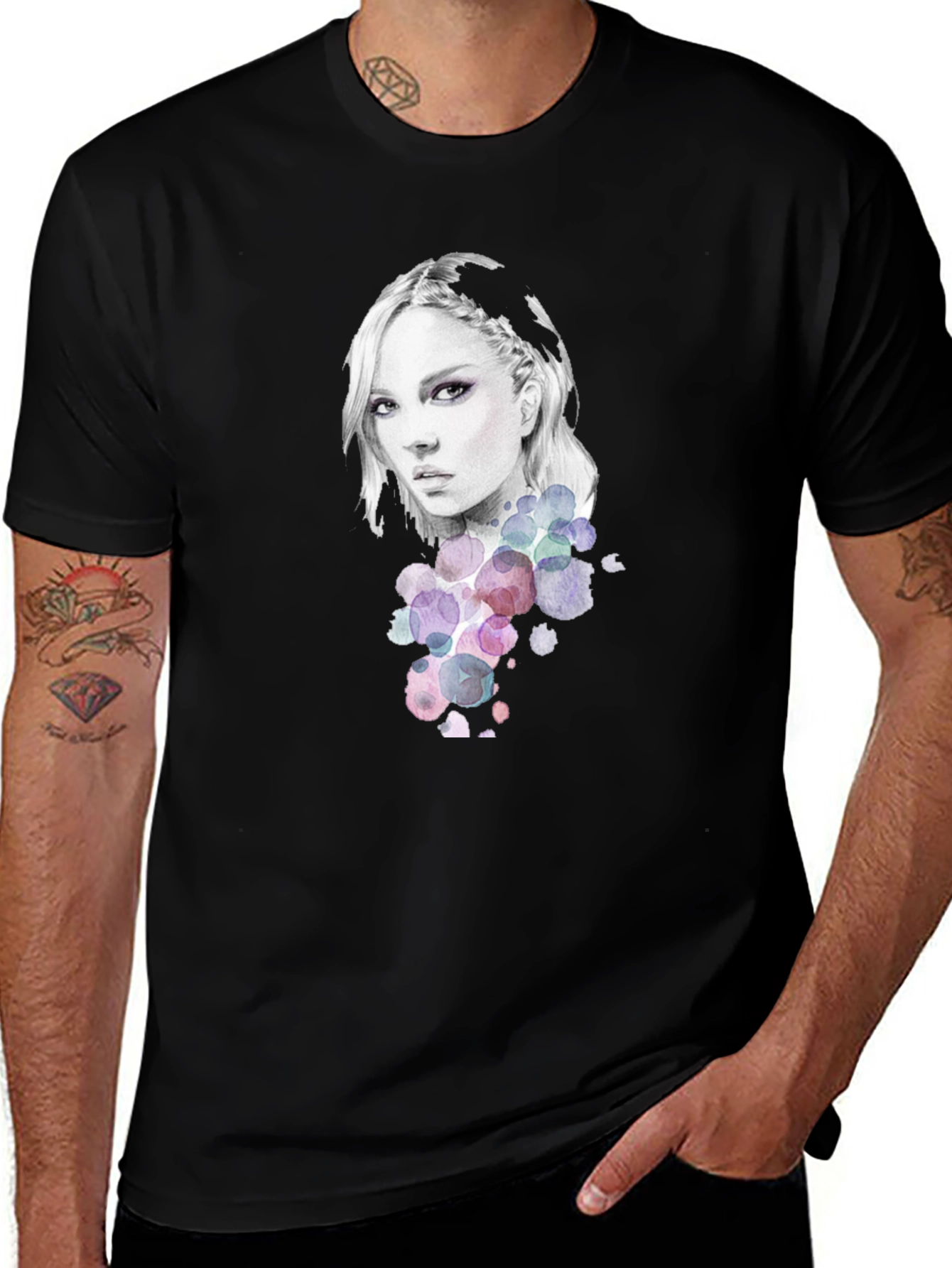 Woman Portrait Graphic Tee - Stylish Black T-Shirt