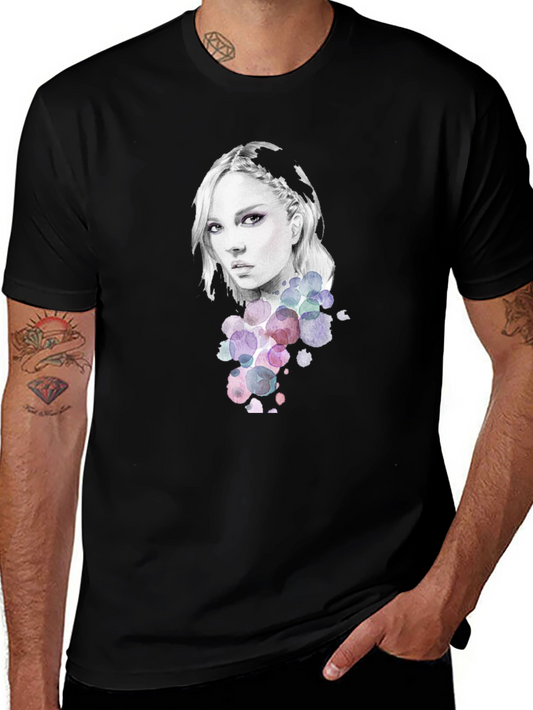 Woman Portrait Graphic Tee - Stylish Black T-Shirt