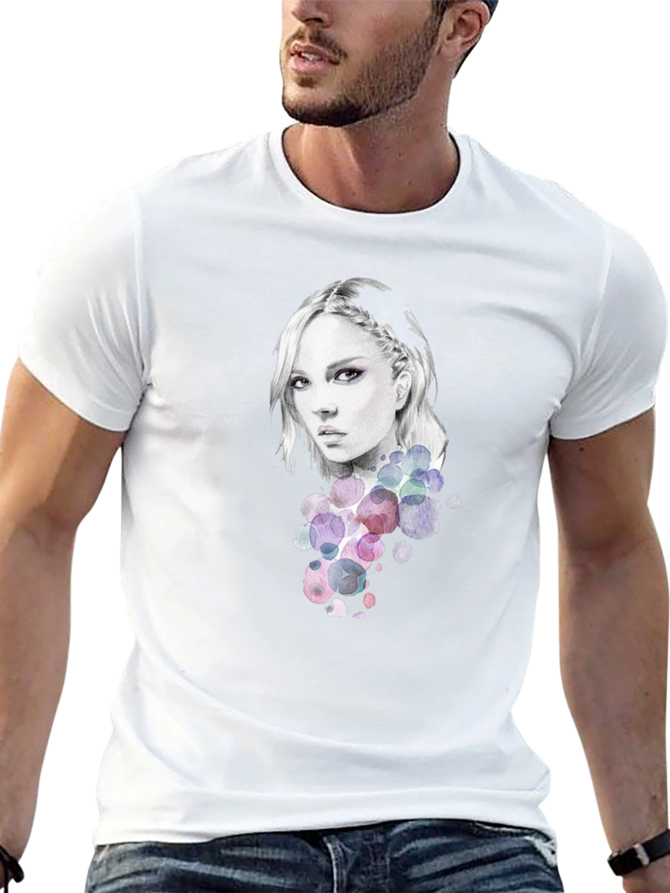 Woman Portrait Graphic Tee - Stylish Black T-Shirt