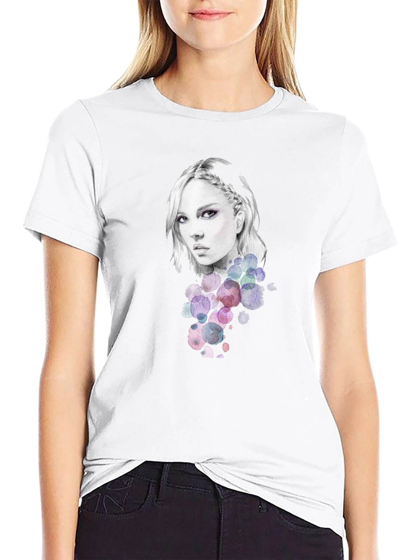 Woman Portrait Graphic Tee - Stylish Black T-Shirt
