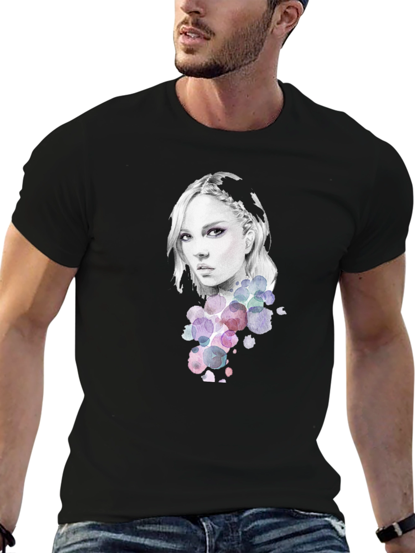 Woman Portrait Graphic Tee - Stylish Black T-Shirt